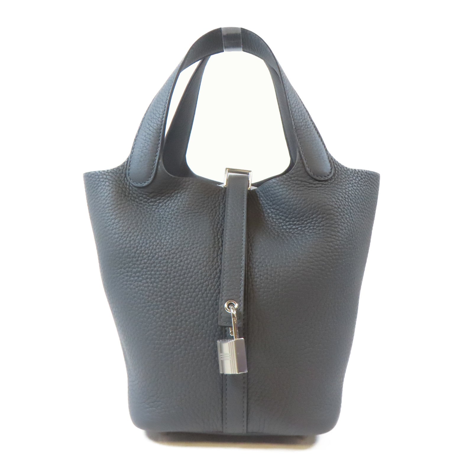 HERMES Clemence皮革Picotin PM銀扣手挽袋Gris Misty/灰色
