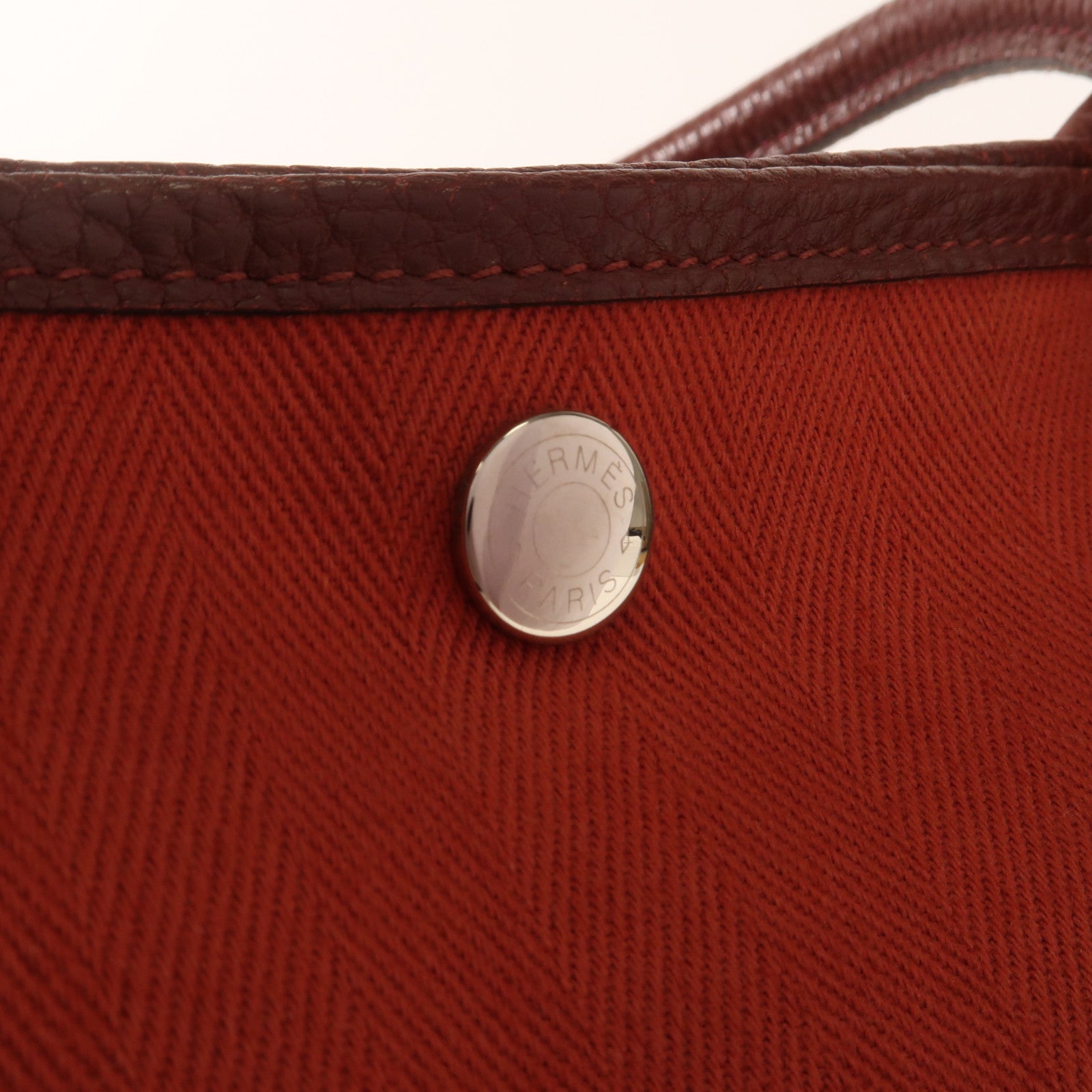 HERMES 帆布Garden Party PM銀扣手挽袋Cuivre