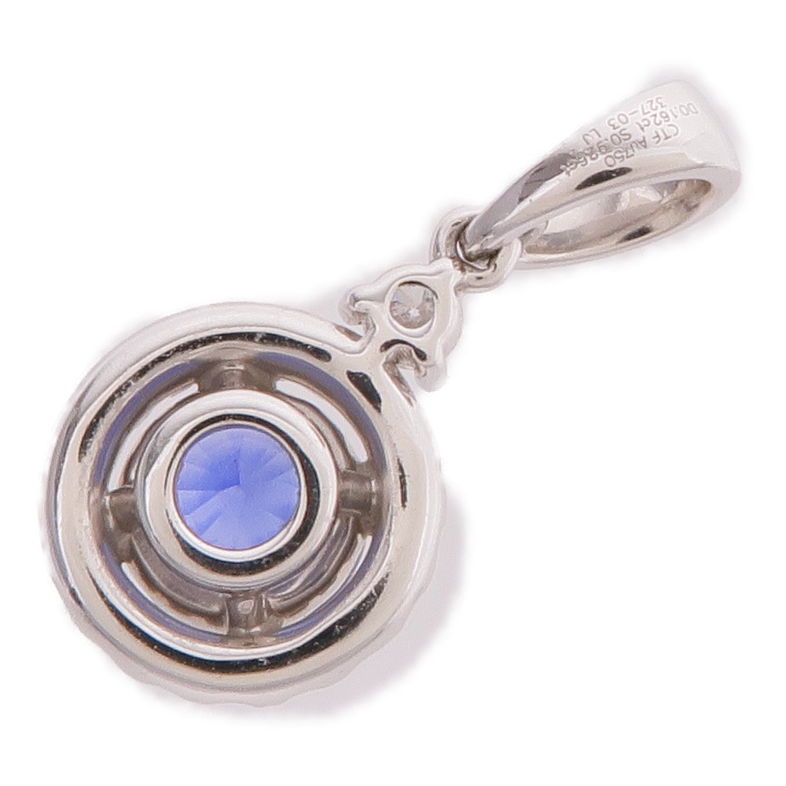 JEWELRY 18K白金Sapphire Diamond Pendant Top藍寶石/鑽石吊墜