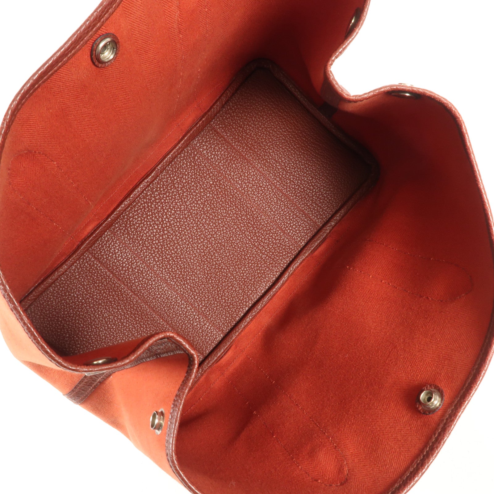 HERMES 帆布Garden Party PM銀扣手挽袋Cuivre