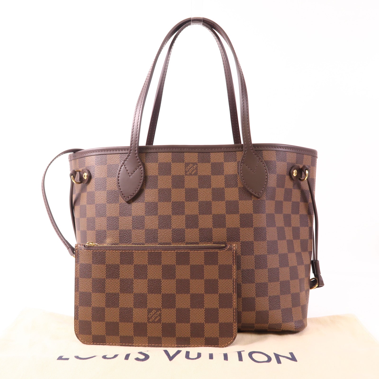 LOUIS VUITTON Damier Neverfull PM金扣肩背袋
