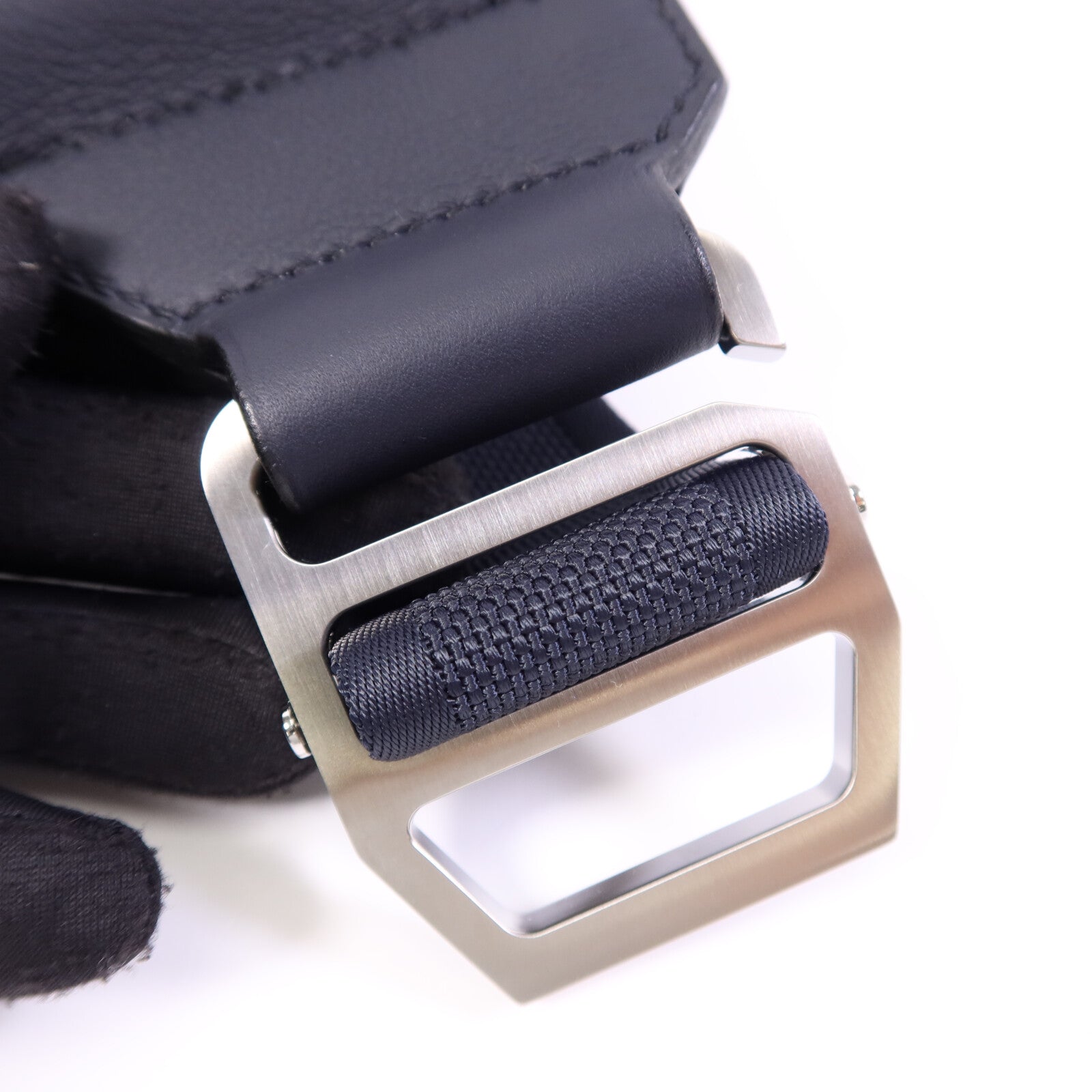 HERMES Swift皮革Cityslide Belt PM銀扣腰包Bleu Indigo/Bleu Electrique