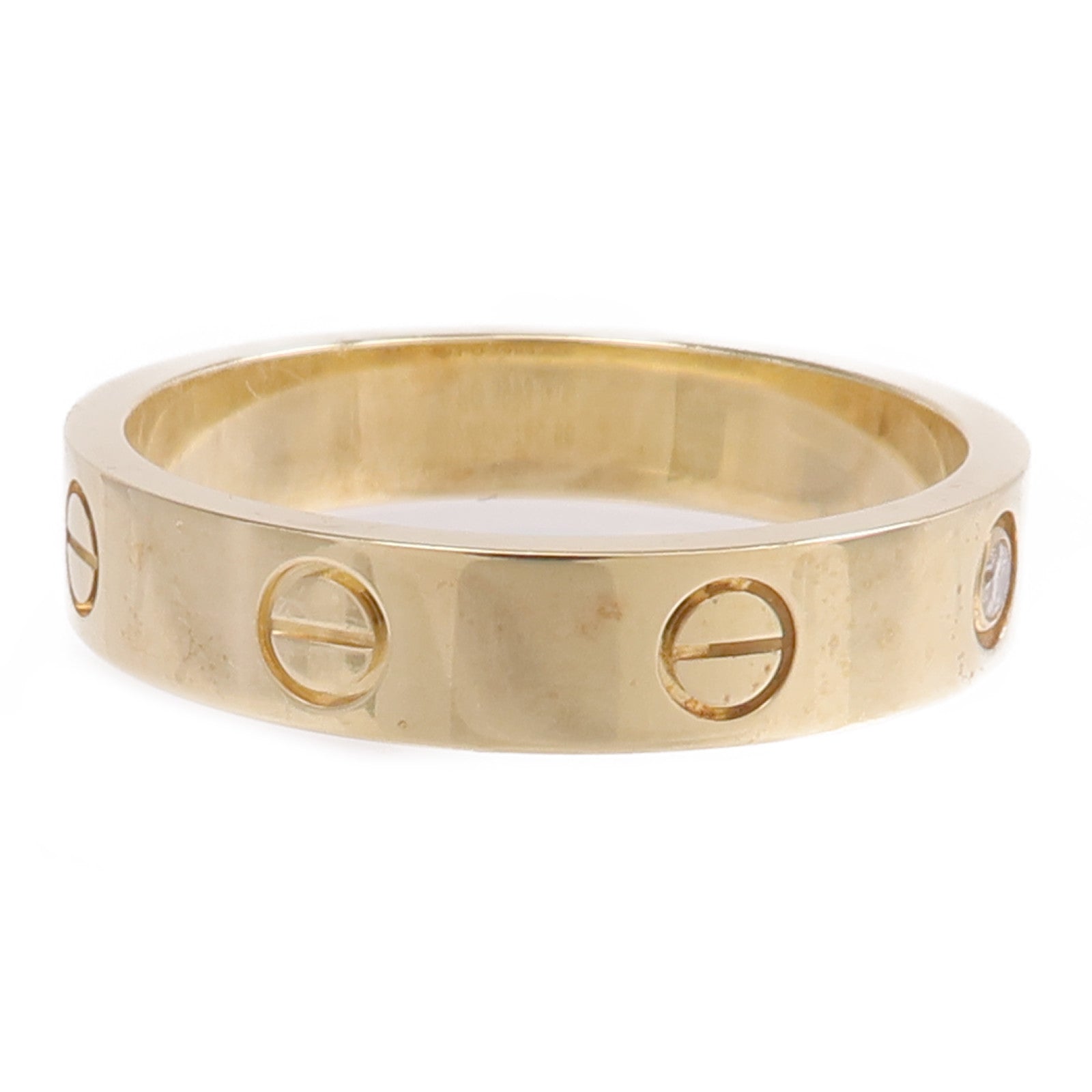 CARTIER 18K黃金Mini Love Ring 1P Diamond鑽石戒指