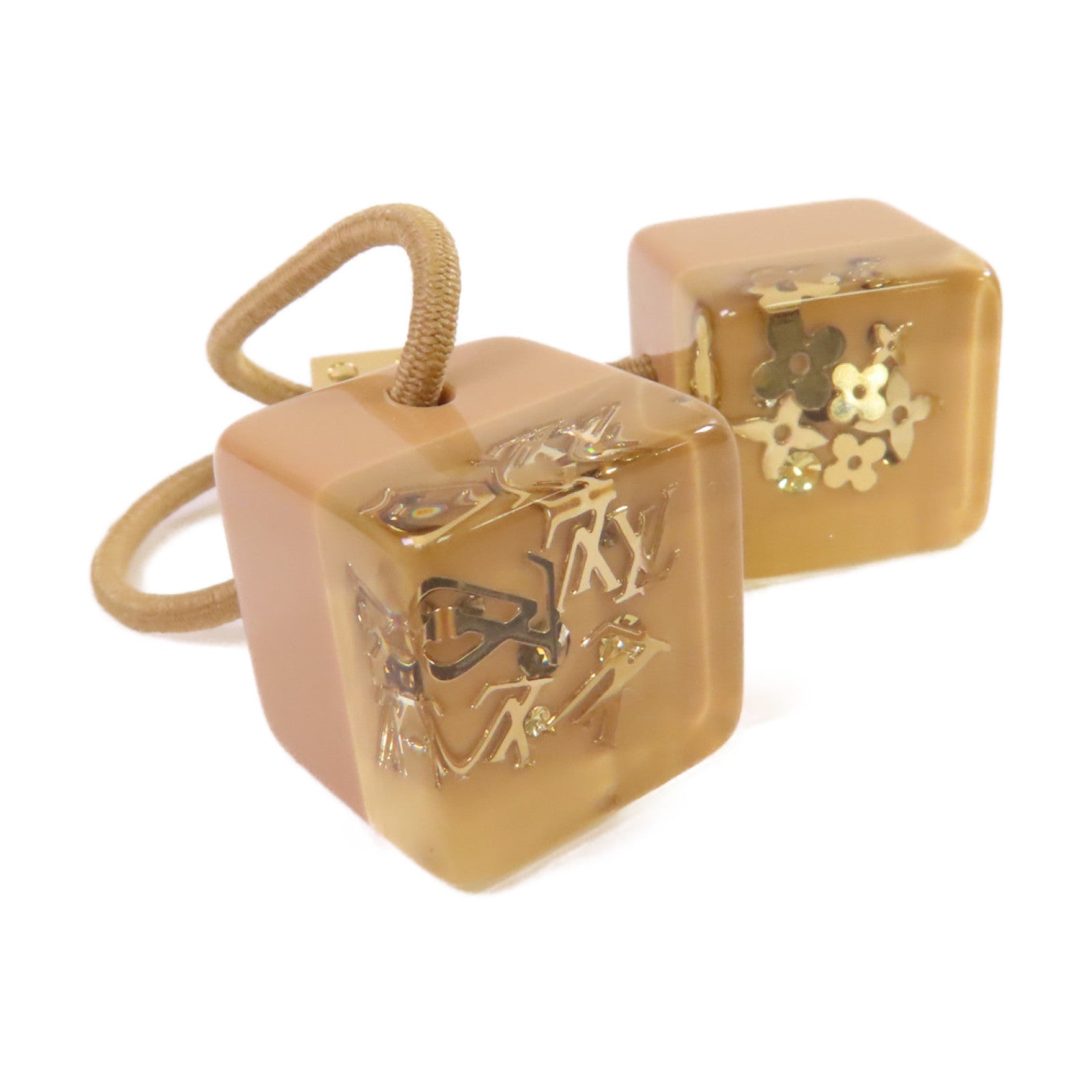 LOUIS VUITTON PVC Hair Cubes髮圈杏色