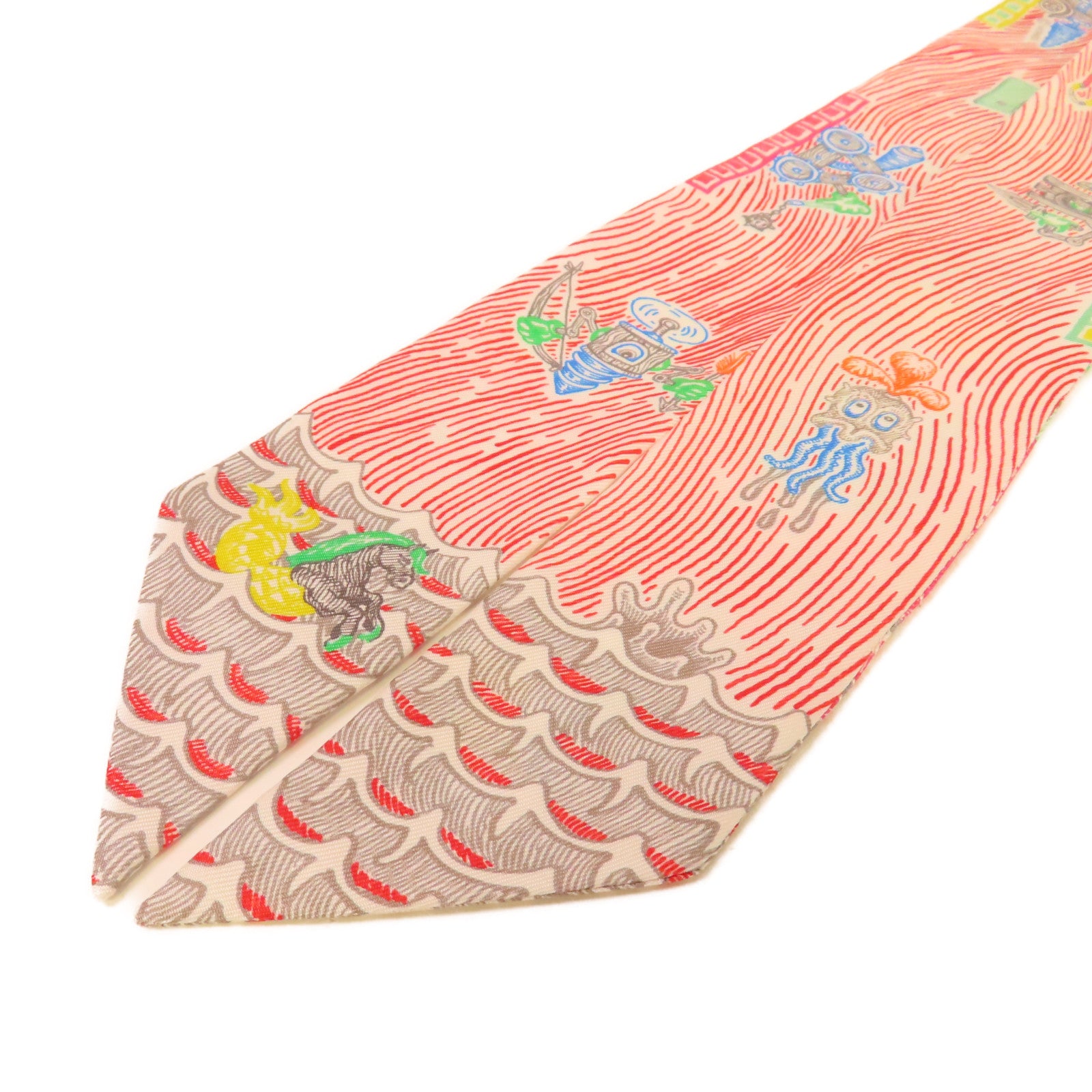HERMES 【激減優惠】絲質Twilly絲巾紅色/粉紅色/彩色