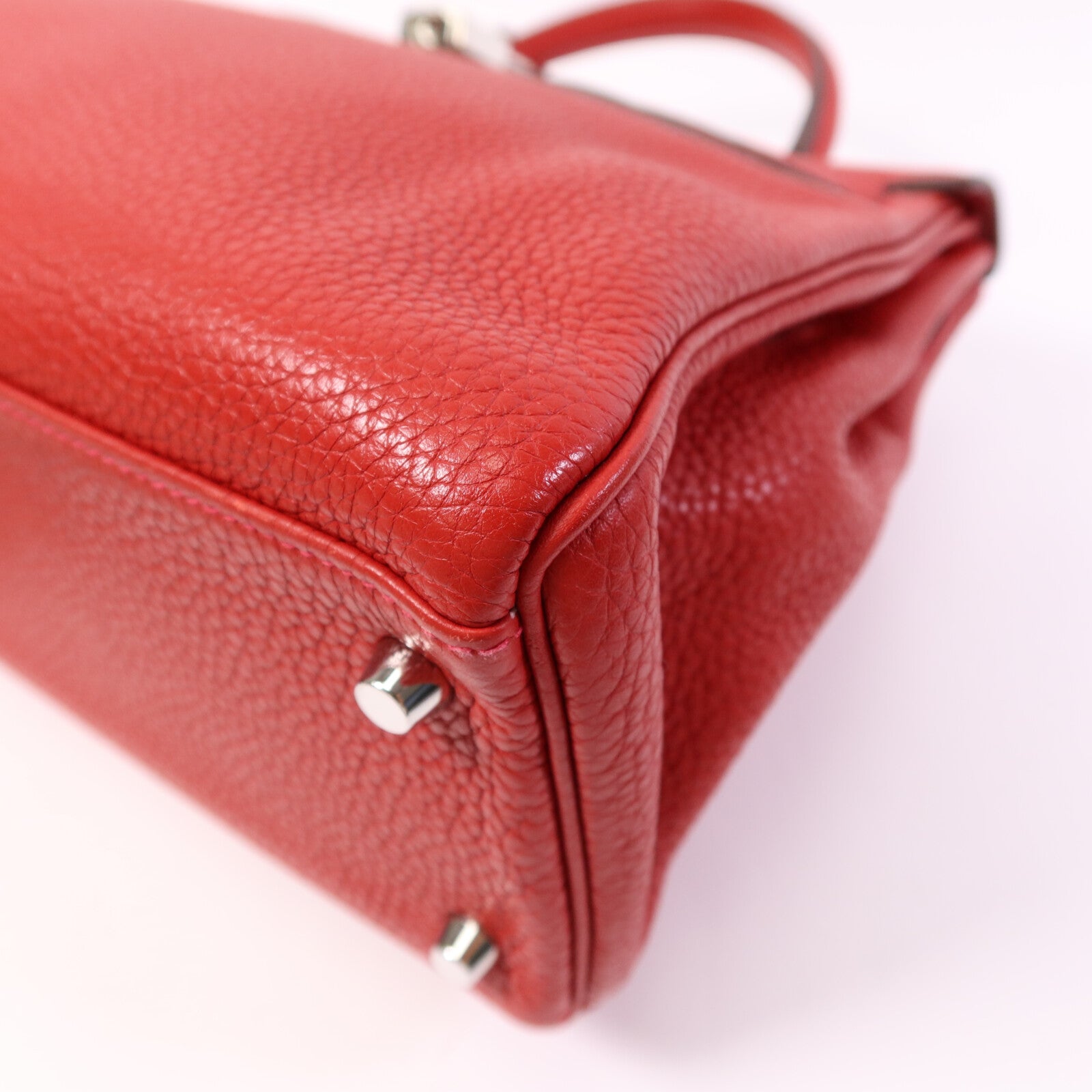 HERMES Clemence皮革Kelly 32銀扣手挽肩背兩用袋