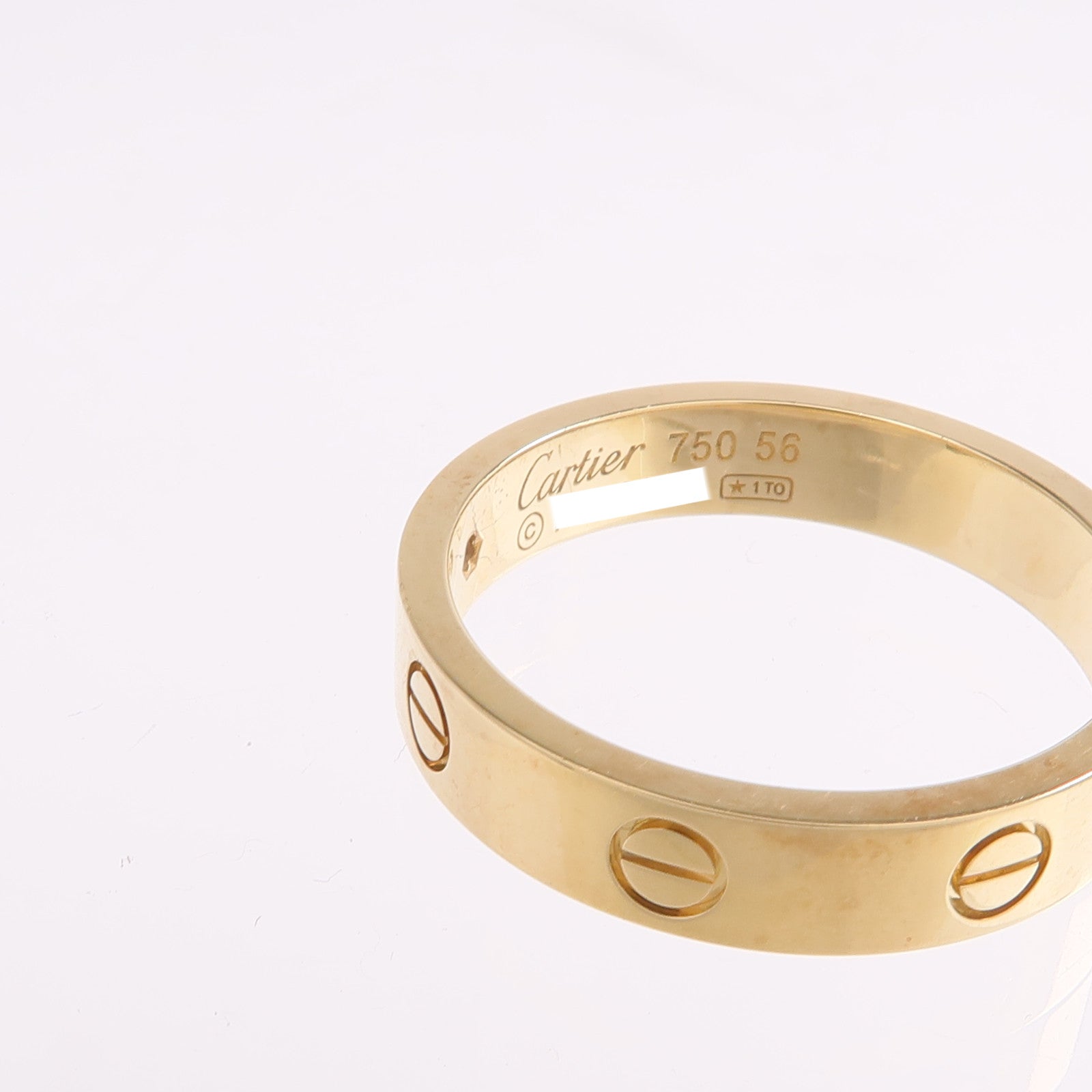 CARTIER 18K黃金Mini Love Ring 1P Diamond鑽石戒指