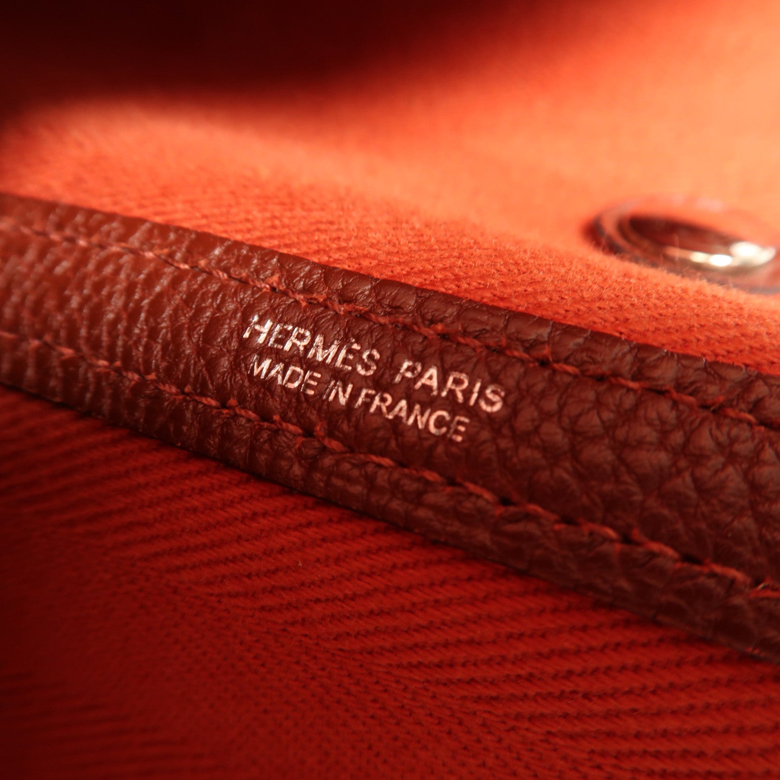 HERMES 帆布Garden Party PM銀扣手挽袋Cuivre