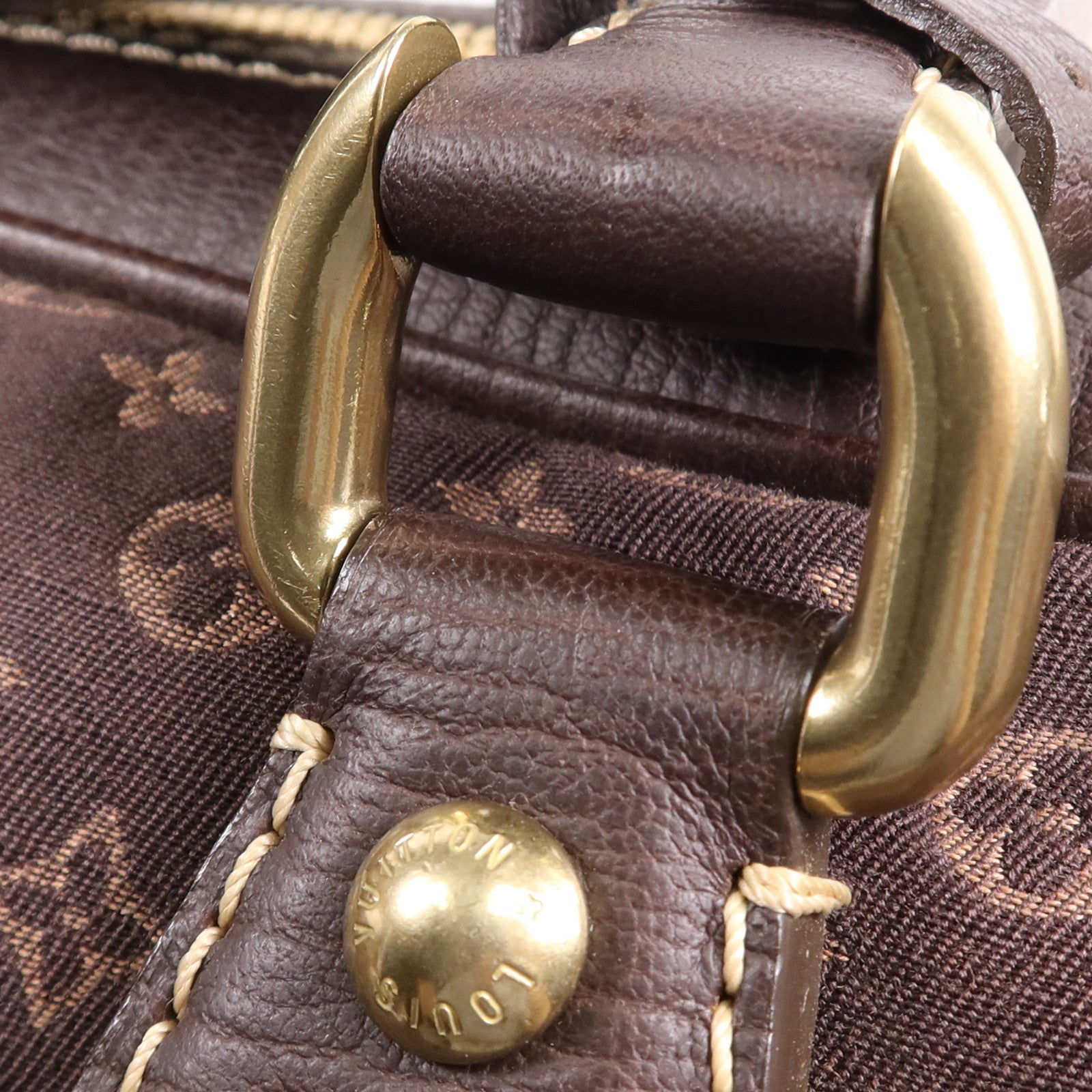 LOUIS VUITTON Monogram Mini Lin Isfahan 金扣手挽袋