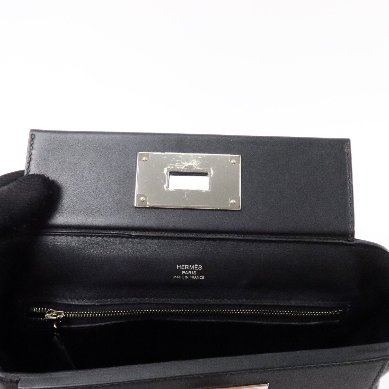 HERMES Volupto皮革24/24 Mini手挽肩背兩用袋Noir