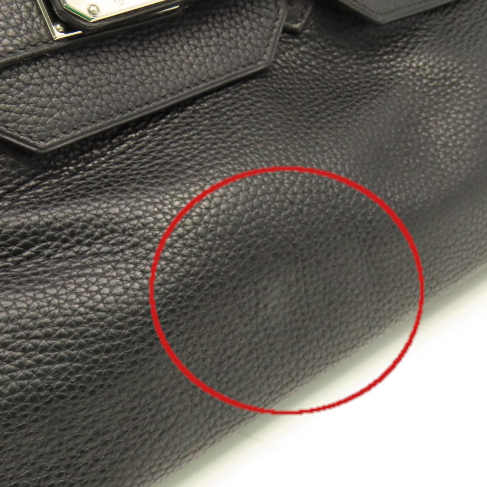 HERMES Clemence皮革Shoulder Birkin銀扣肩背袋黑色