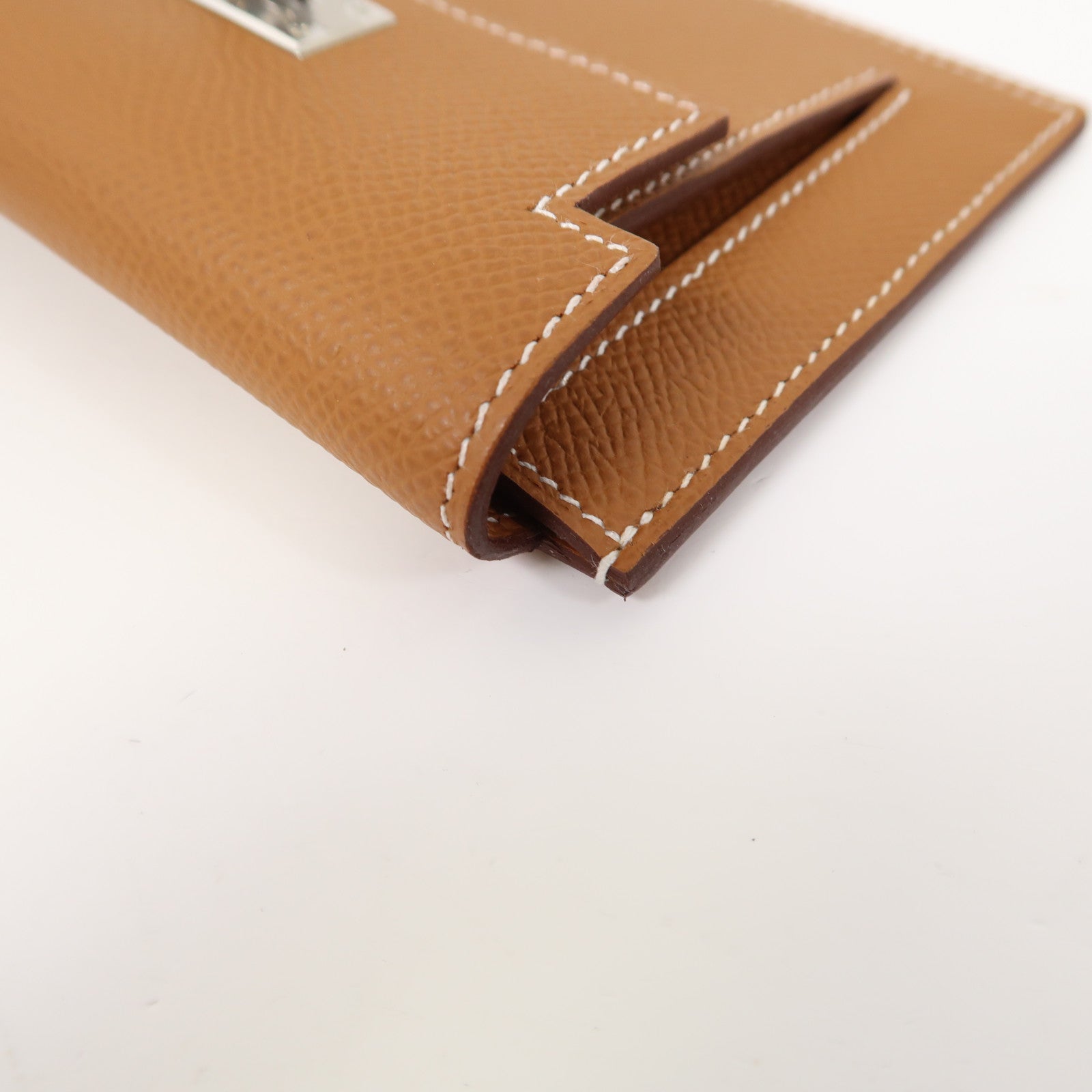 HERMES Epsom皮革Kelly Pocket Compact Wallet銀扣錢包經典駝色