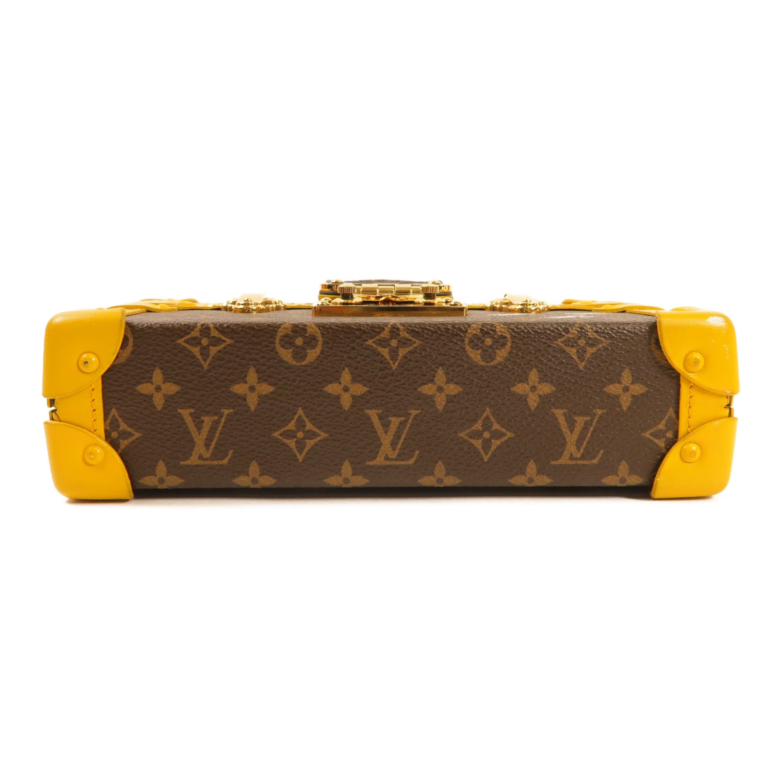 LOUIS VUITTON Monogram Petite Malle金扣肩背袋啡色/黃色