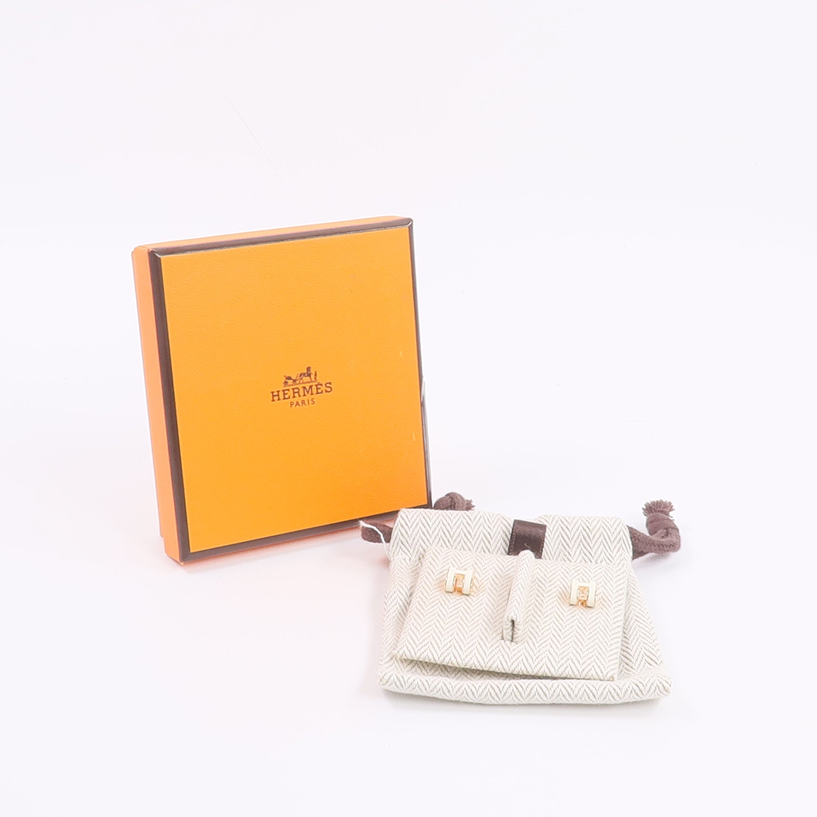 HERMES 金屬Mini Pop H Earrings耳環Blanc