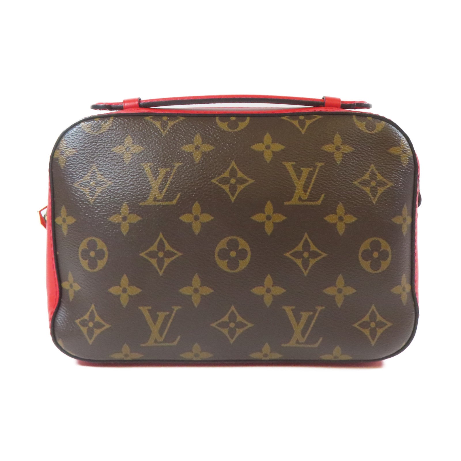 LOUIS VUITTON Monogram Saintonge金扣手挽肩背兩用袋啡色/紅色
