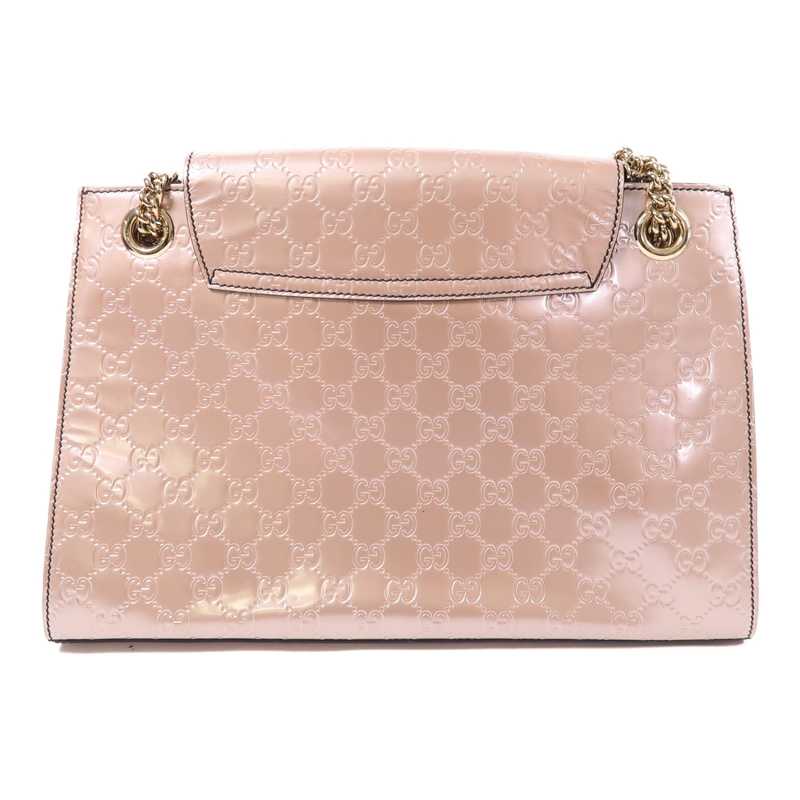 GUCCI 漆皮皮革Chain Shoulder Bag銀扣鏈帶肩背袋