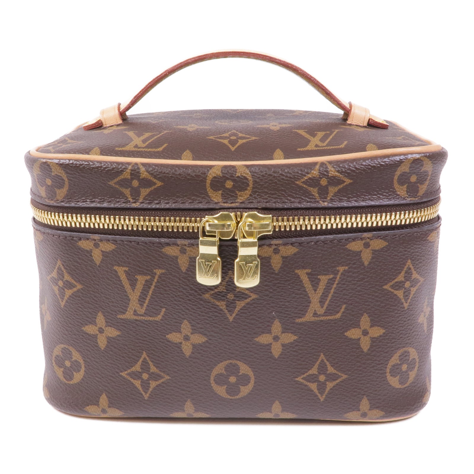 LOUIS VUITTON Monogram Nice Mini金扣手挽袋棕色