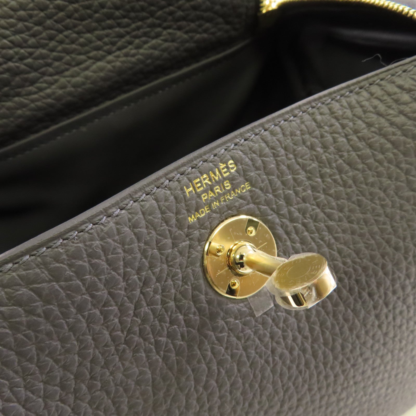 HERMES Clemence皮革Mini Lindy金扣手挽肩背兩用袋Ardoise