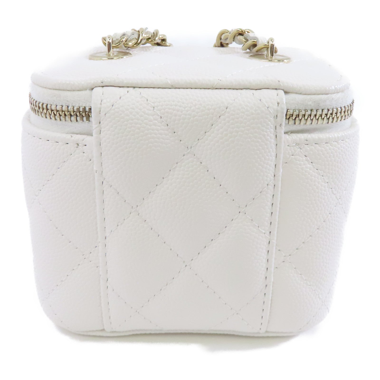 CHANEL 【激減優惠】菱格Caviar皮革Chain Shoulder Bag金扣鏈帶肩背袋白色