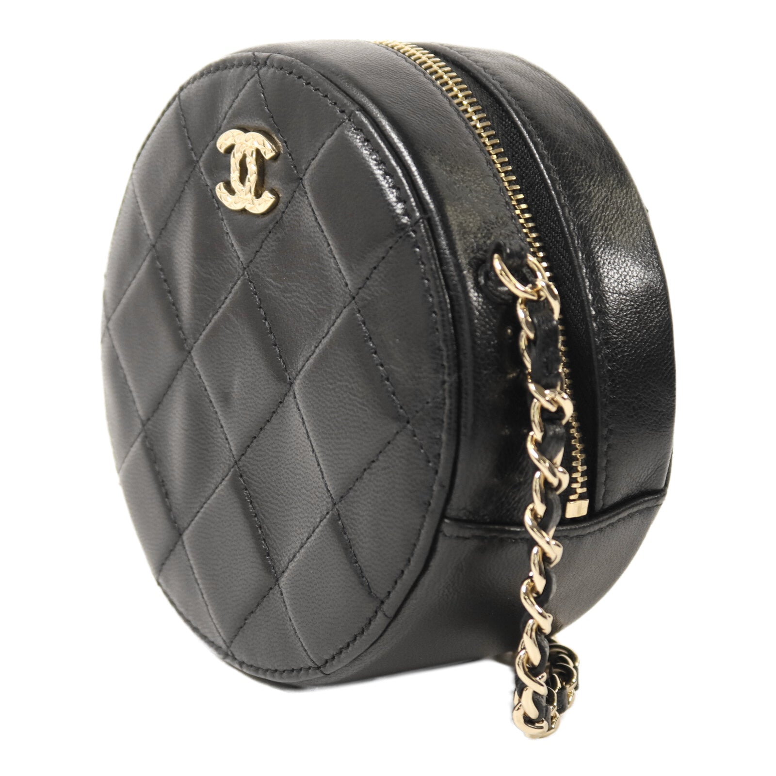 CHANEL 牛皮皮革Chain Shoulder金扣鏈帶肩背袋