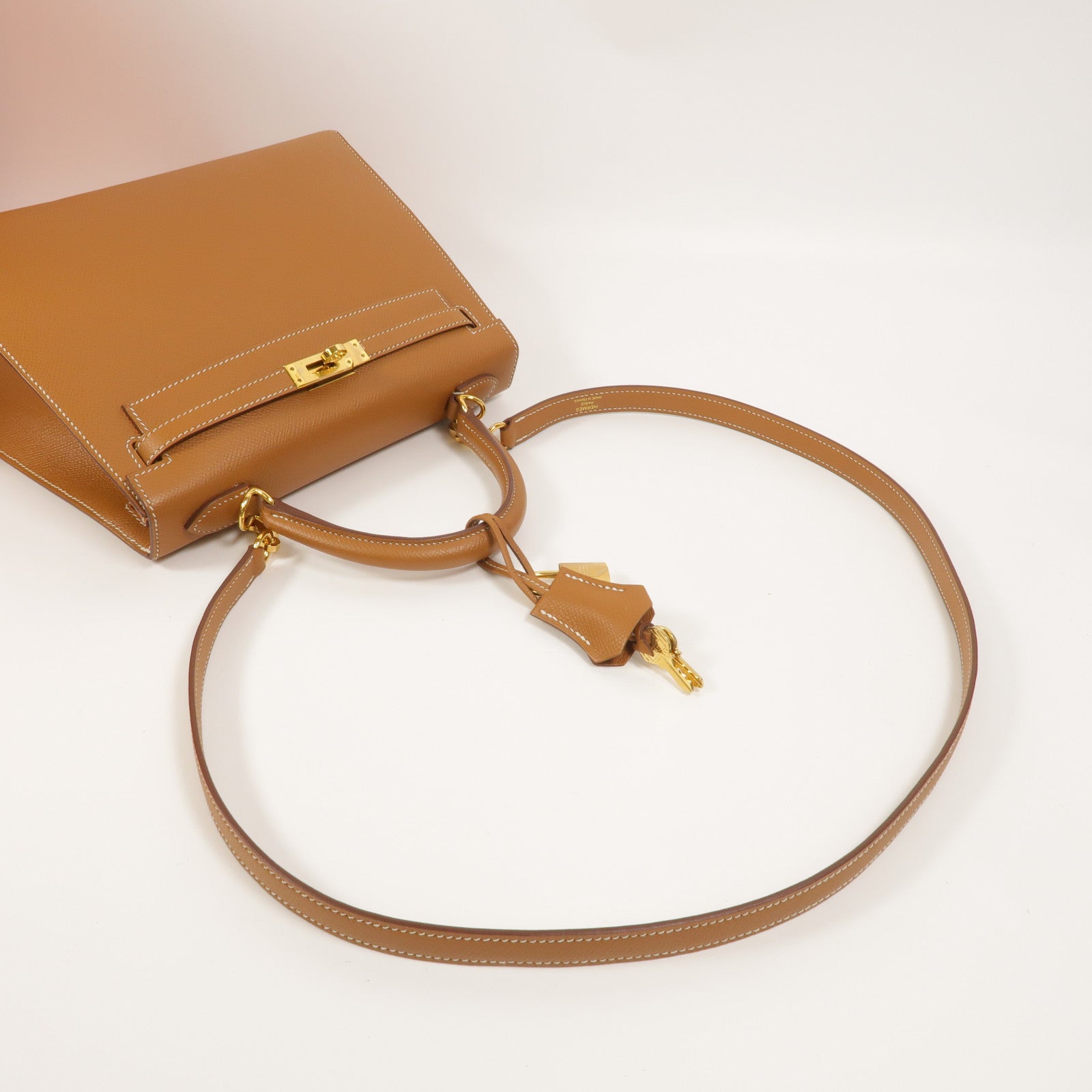 HERMES Epsom皮革Kelly 25手挽肩背兩用袋Gold