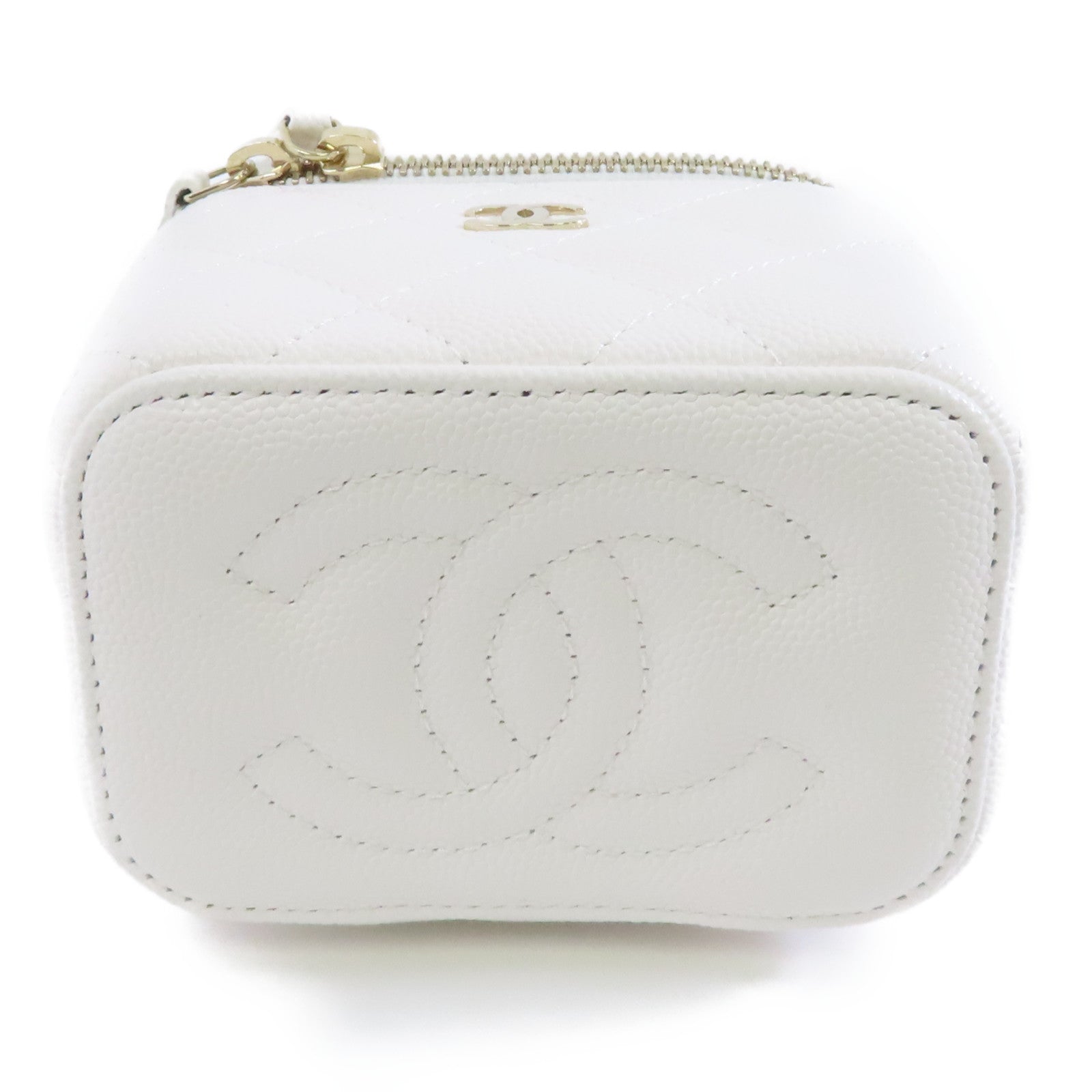 CHANEL 【激減優惠】菱格Caviar皮革Chain Shoulder Bag金扣鏈帶肩背袋白色