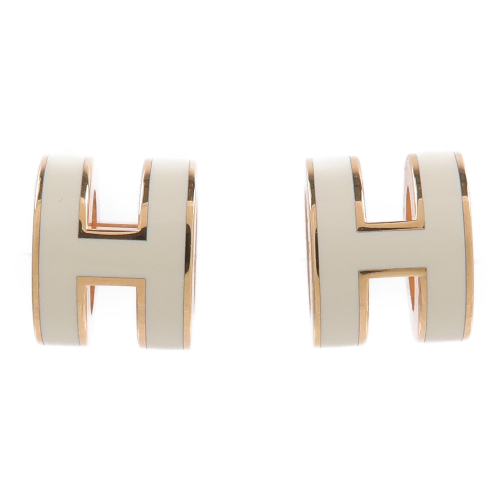 HERMES 金屬Mini Pop H Earrings耳環Blanc