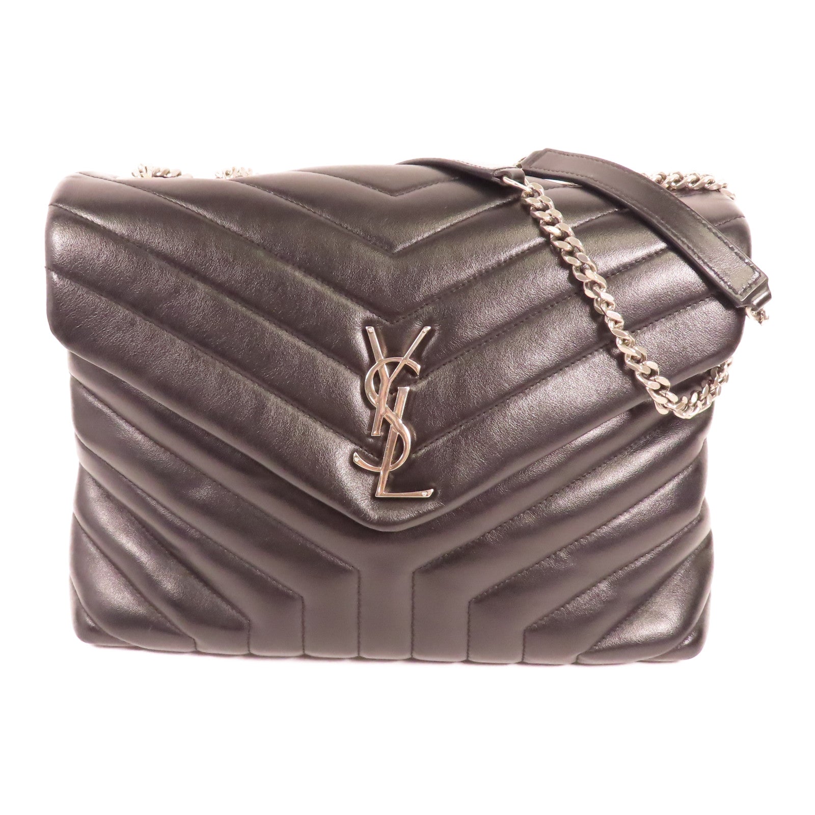 YVES SAINT LAURENT 羊皮皮革Lou Lou Chain Shoulder銀扣肩背袋