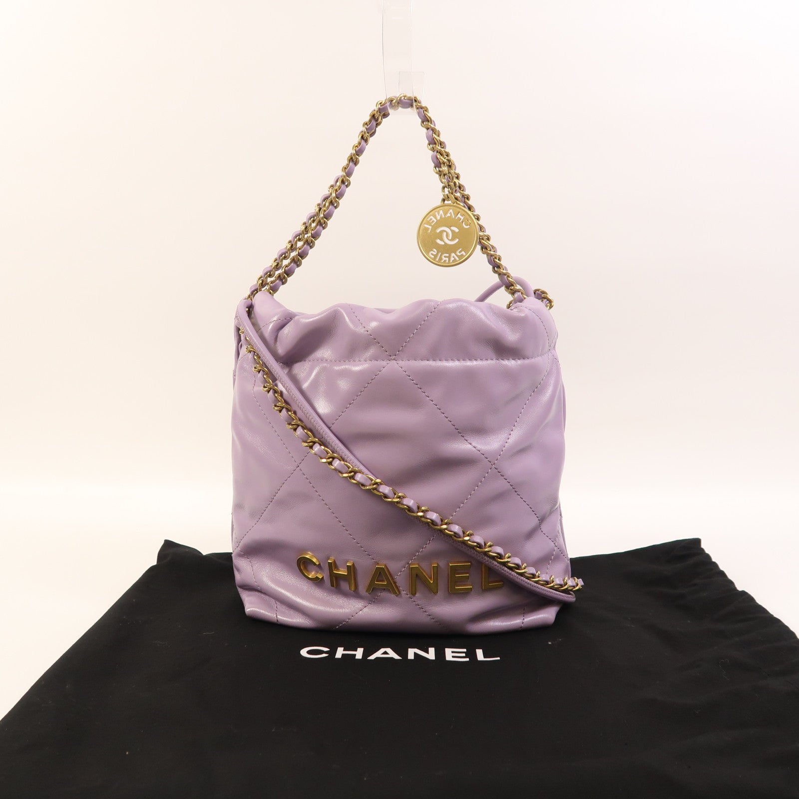 CHANEL 【激減優惠】牛皮皮革Chanel 22 Mini金扣手挽肩背兩用袋