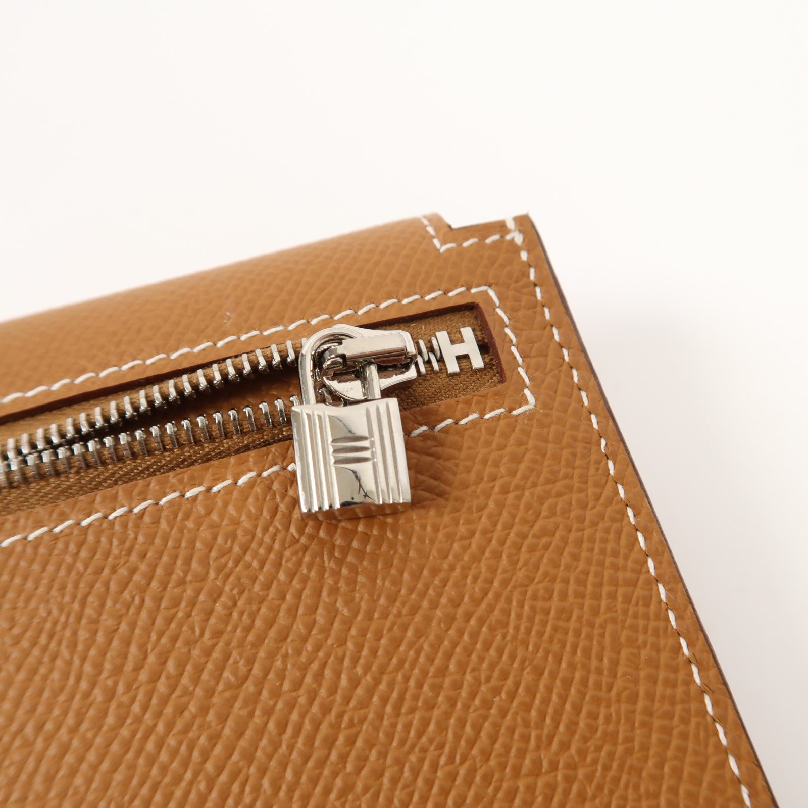 HERMES Epsom皮革Kelly Pocket Compact Wallet銀扣錢包經典駝色