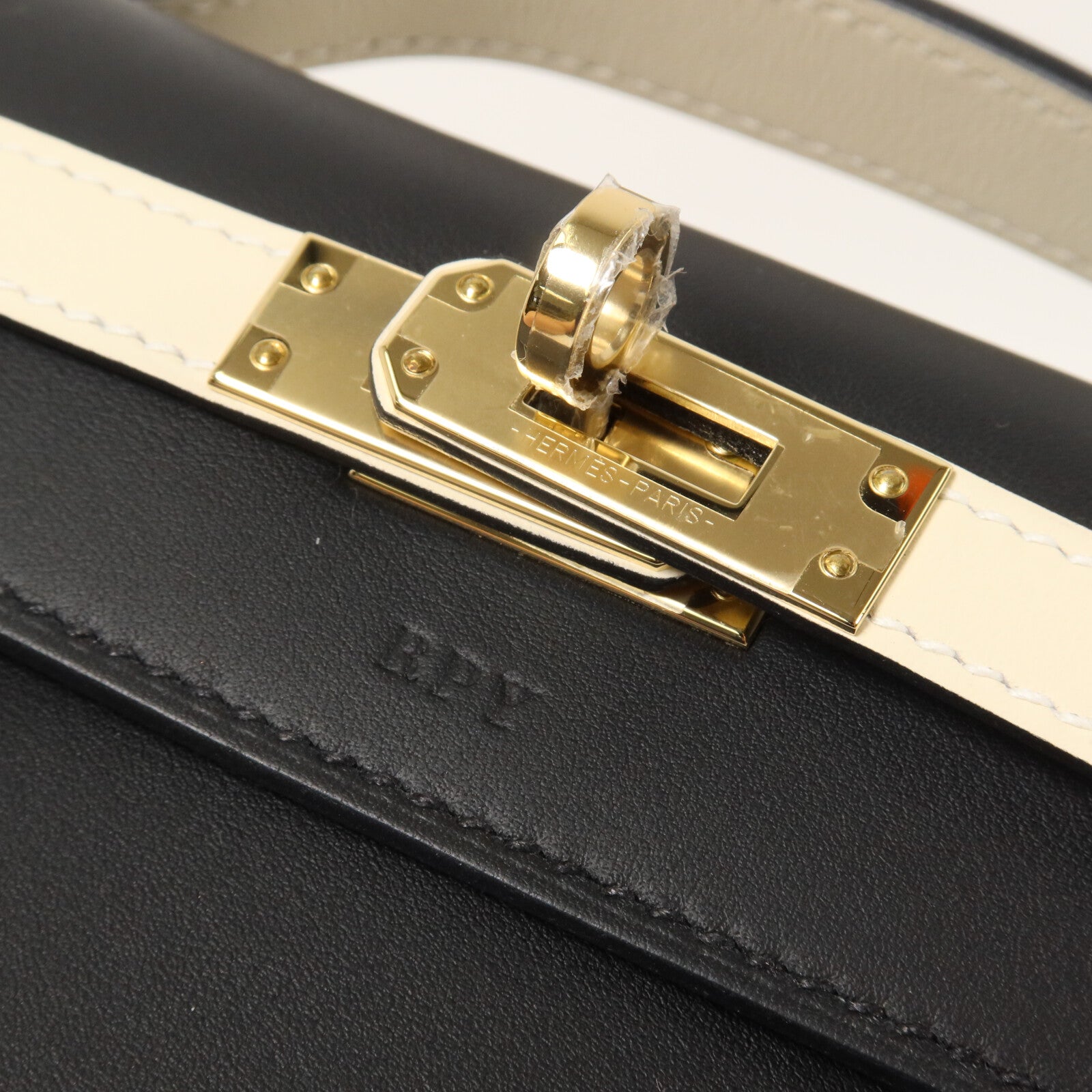 HERMES Swift皮革Kelly Pochette SPO手挽袋Noir/Craie