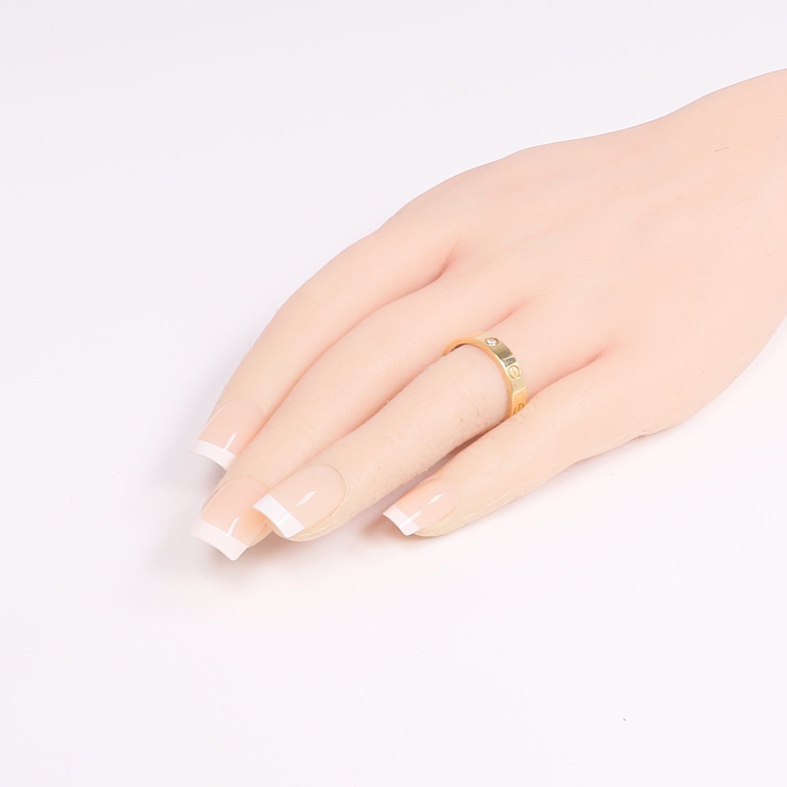 CARTIER 18K黃金Mini Love Ring 1P Diamond鑽石戒指