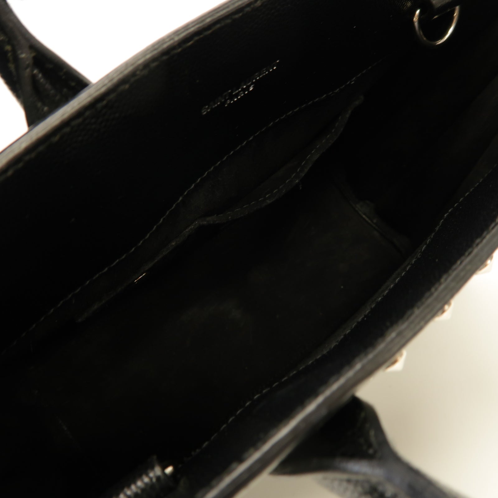 SAINT LAURENT 【激減優惠】牛皮皮革Nano Studded Sac de Jour銀扣手挽肩背兩用袋黑色