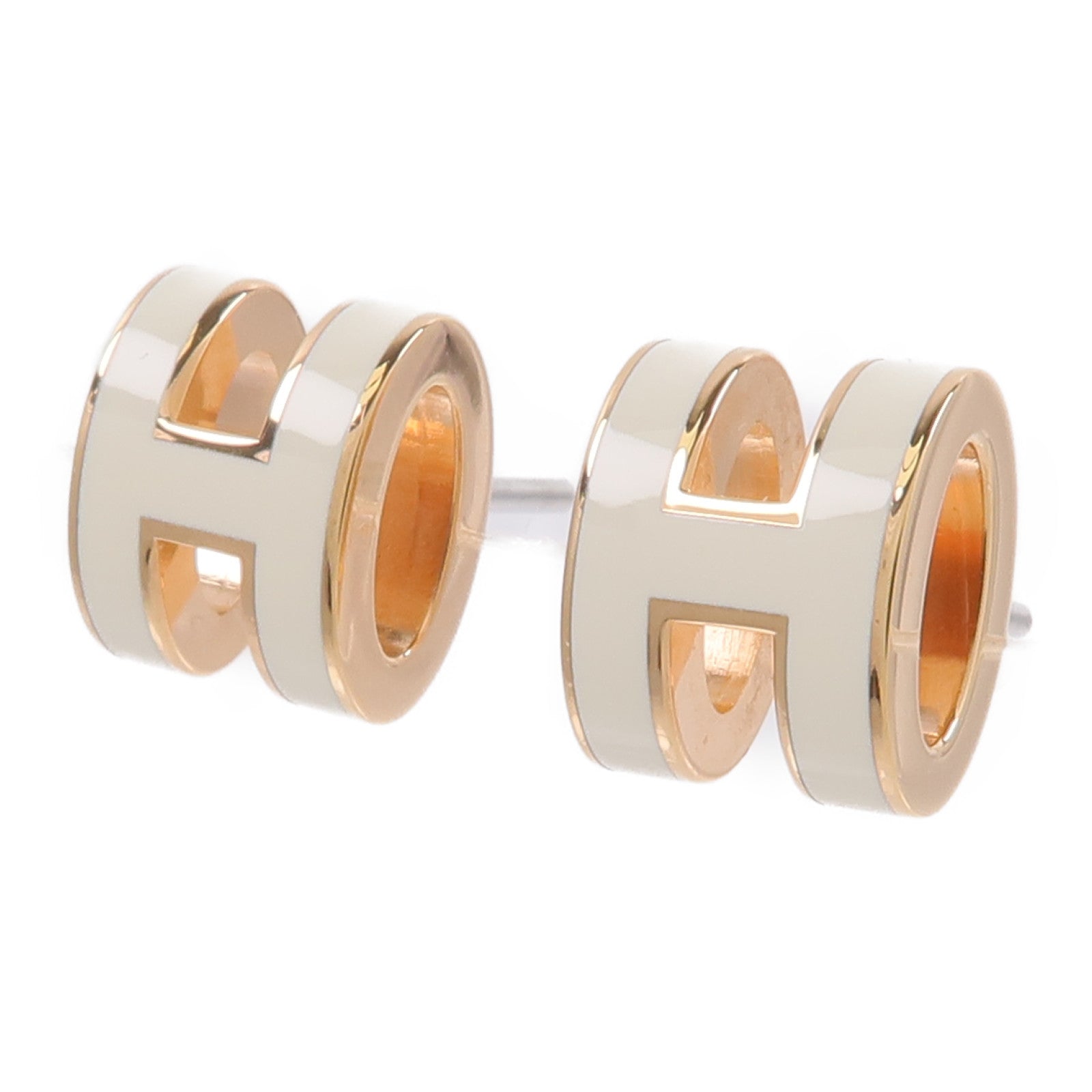 HERMES 金屬Mini Pop H Earrings耳環Blanc