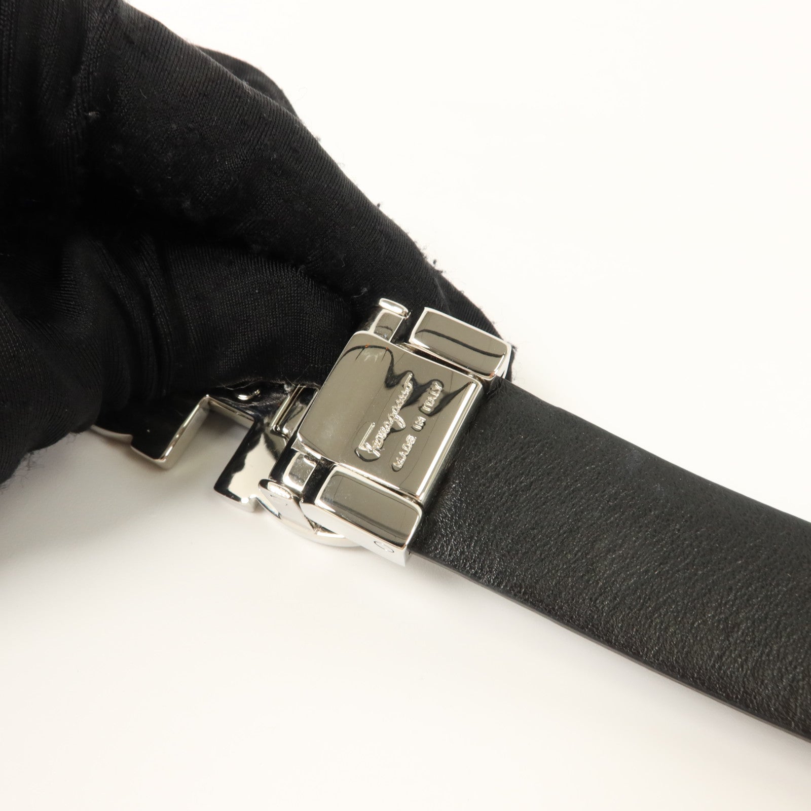 SELECTION 牛皮皮革Ferragamo Reversible Belt 100cm銀扣皮帶