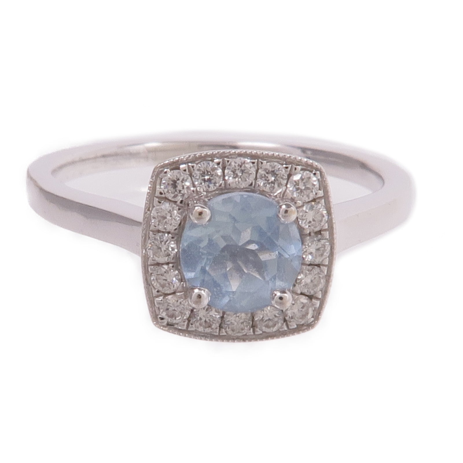 JEWELRY 18K白金Aquamarine Diamond Ring藍晶/鑽石戒指US#5.25