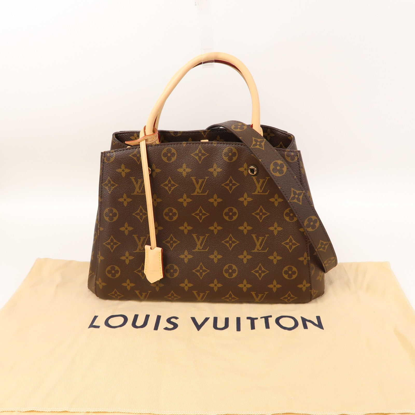 LOUIS VUITTON 【激減優惠】Monogram Montaigne MM金扣手挽肩背兩用袋啡色