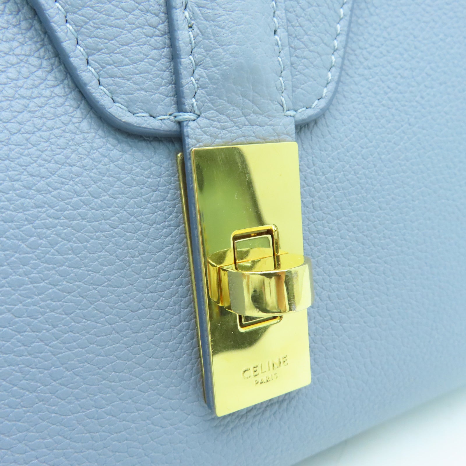 CELINE 牛皮皮革Teen Soft金扣肩背袋藍色