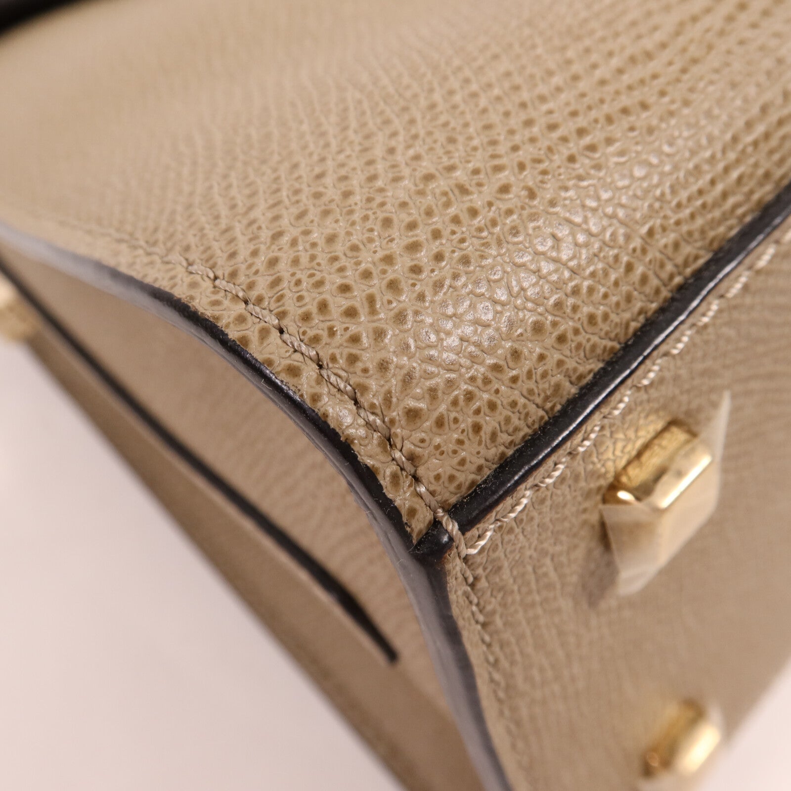 SELECTION 牛皮皮革Valextra Iside Top Handle Mini Bag金扣手挽肩背兩用袋