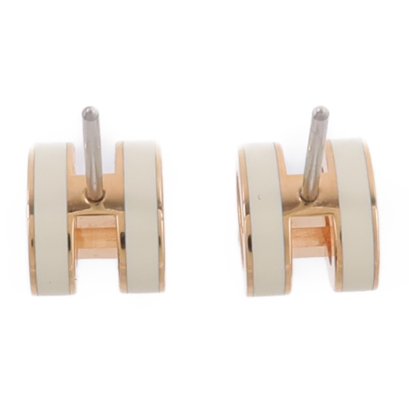 HERMES 金屬Mini Pop H Earrings耳環Blanc
