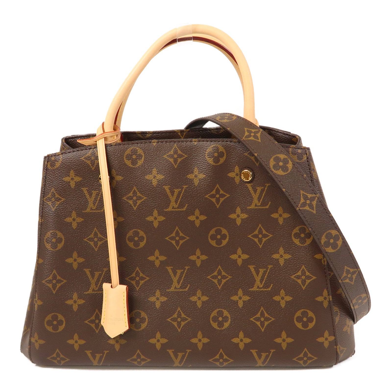 LOUIS VUITTON 【激減優惠】Monogram Montaigne MM金扣手挽肩背兩用袋啡色