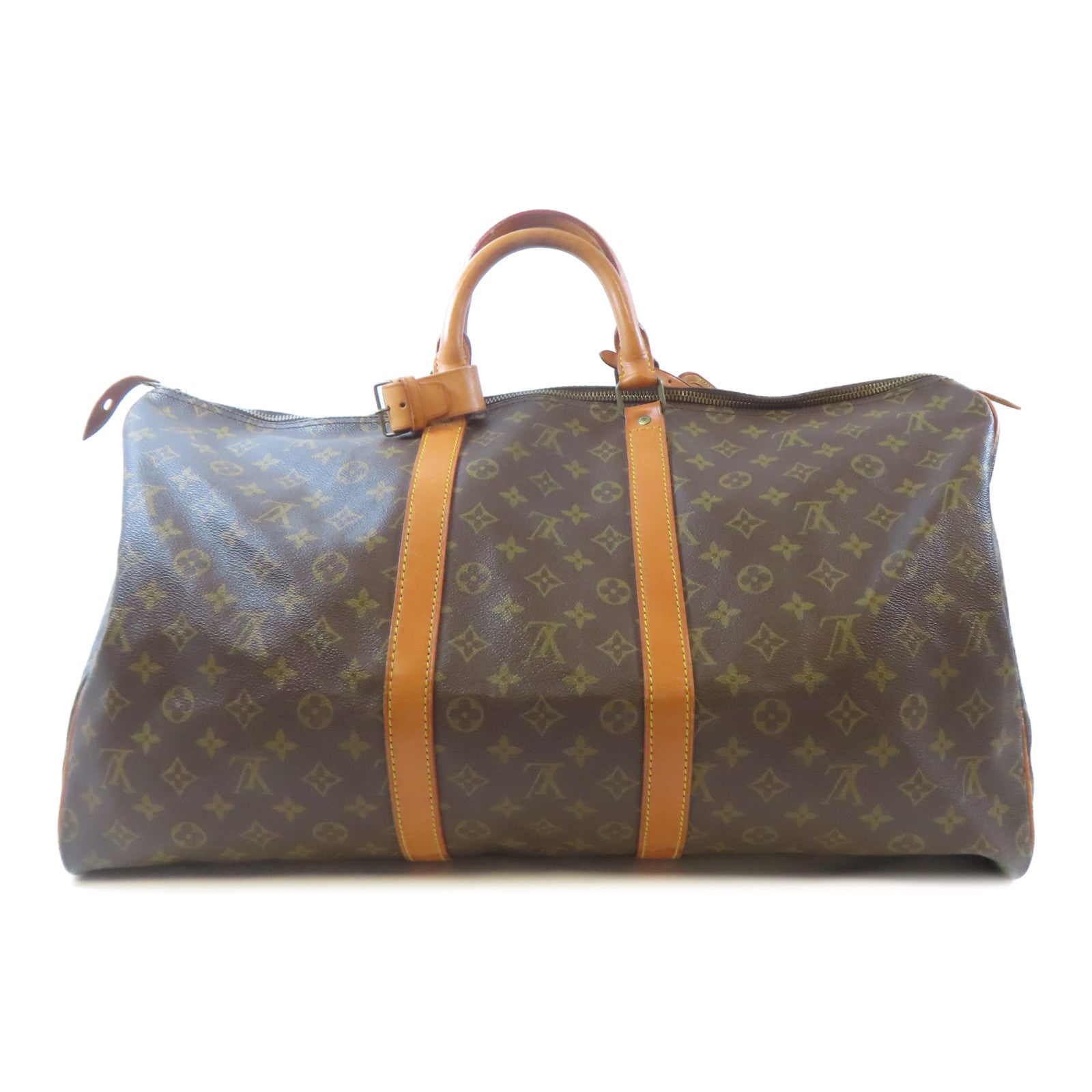 LOUIS VUITTON Monogram Keepall 55金扣手挽袋啡色