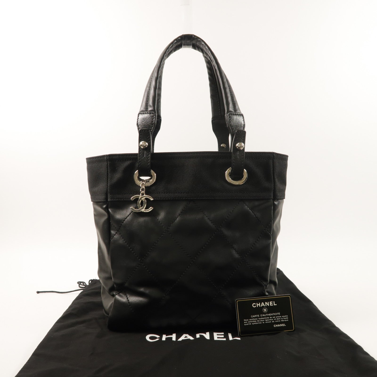 CHANEL 尼龍Paris Biarritz Tote Bag銀扣手挽袋