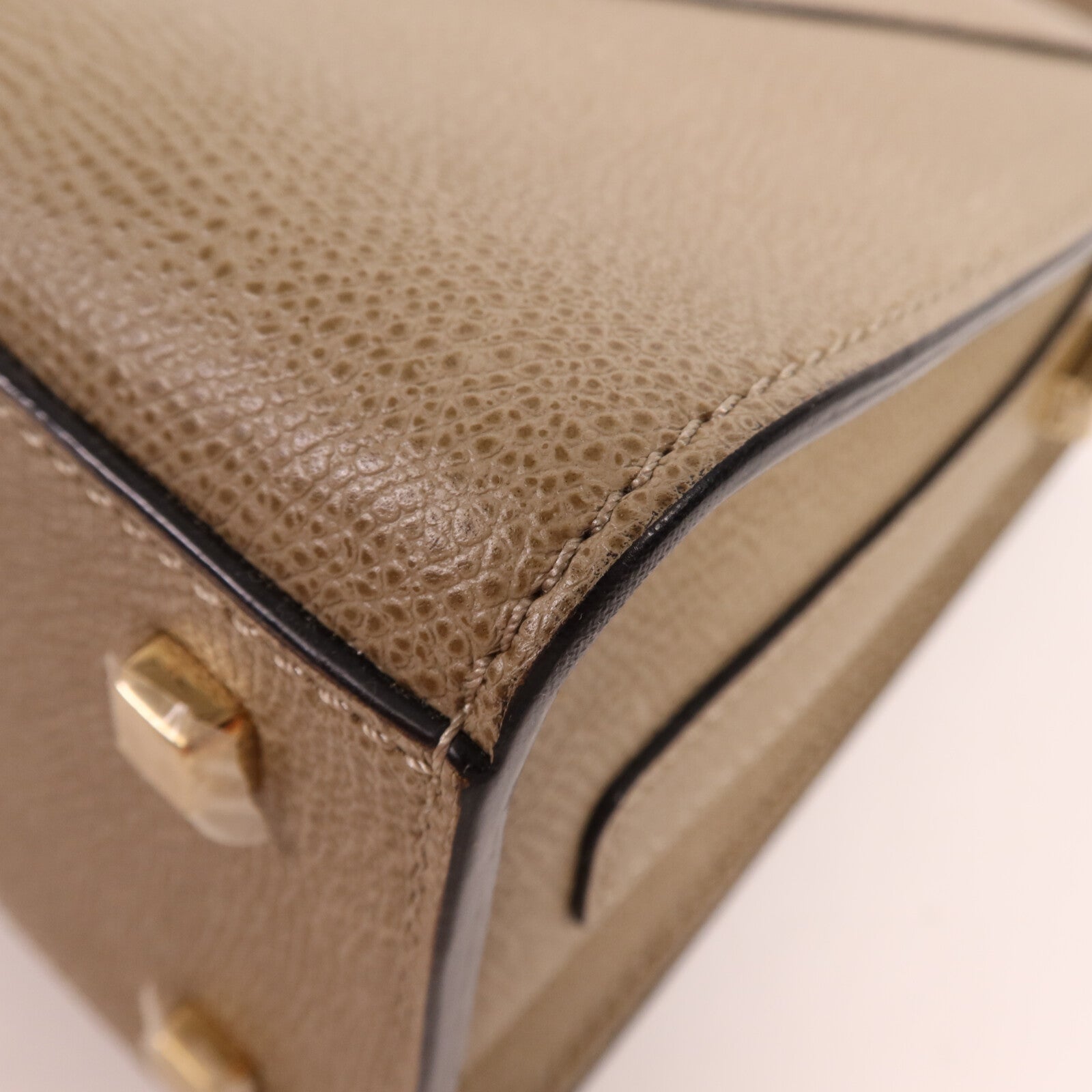 SELECTION 牛皮皮革Valextra Iside Top Handle Mini Bag金扣手挽肩背兩用袋