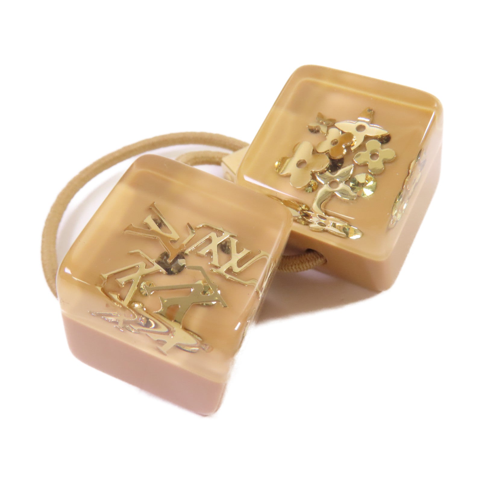 LOUIS VUITTON PVC Hair Cubes髮圈杏色