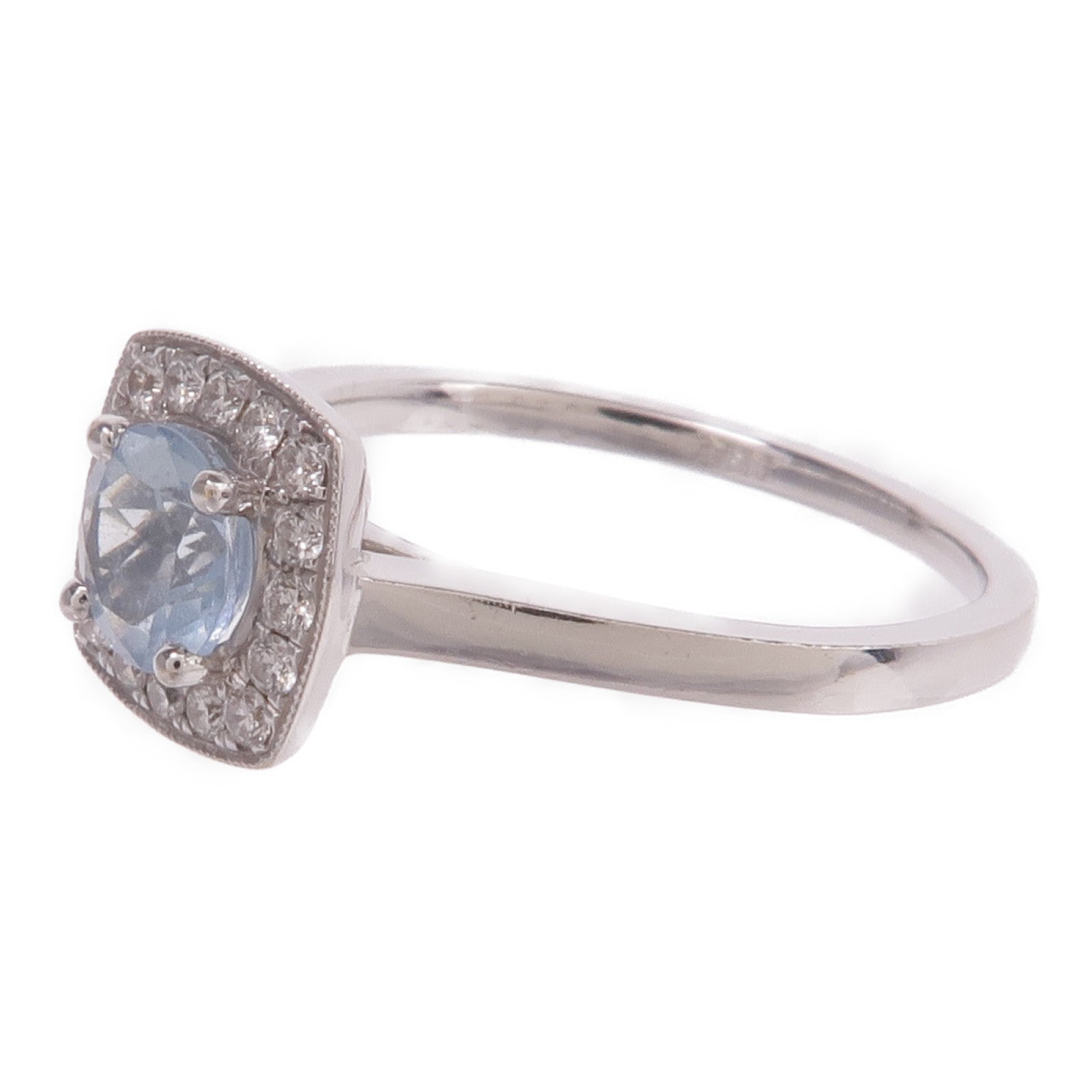 JEWELRY 18K白金Aquamarine Diamond Ring藍晶/鑽石戒指US#5.25