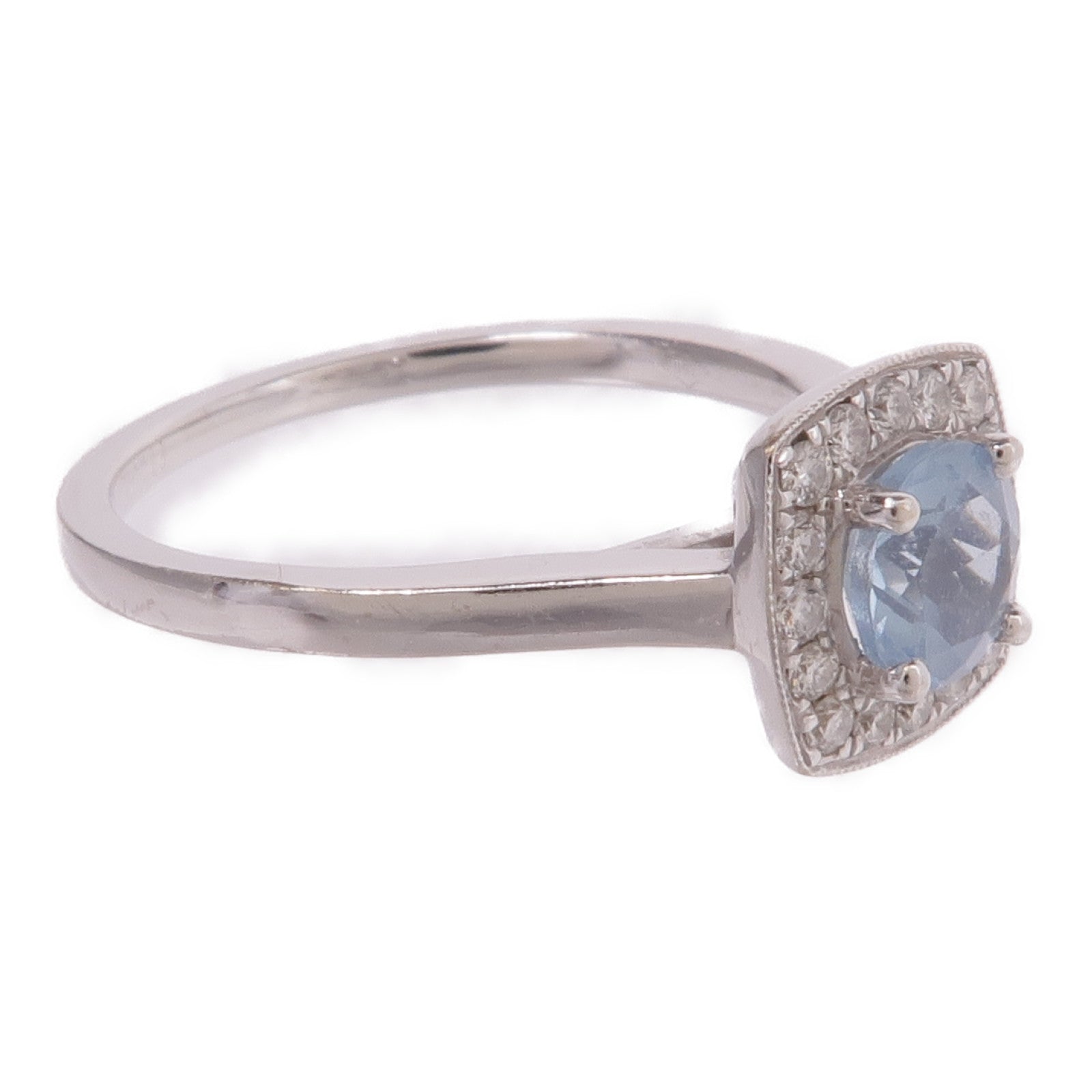 JEWELRY 18K白金Aquamarine Diamond Ring藍晶/鑽石戒指US#5.25