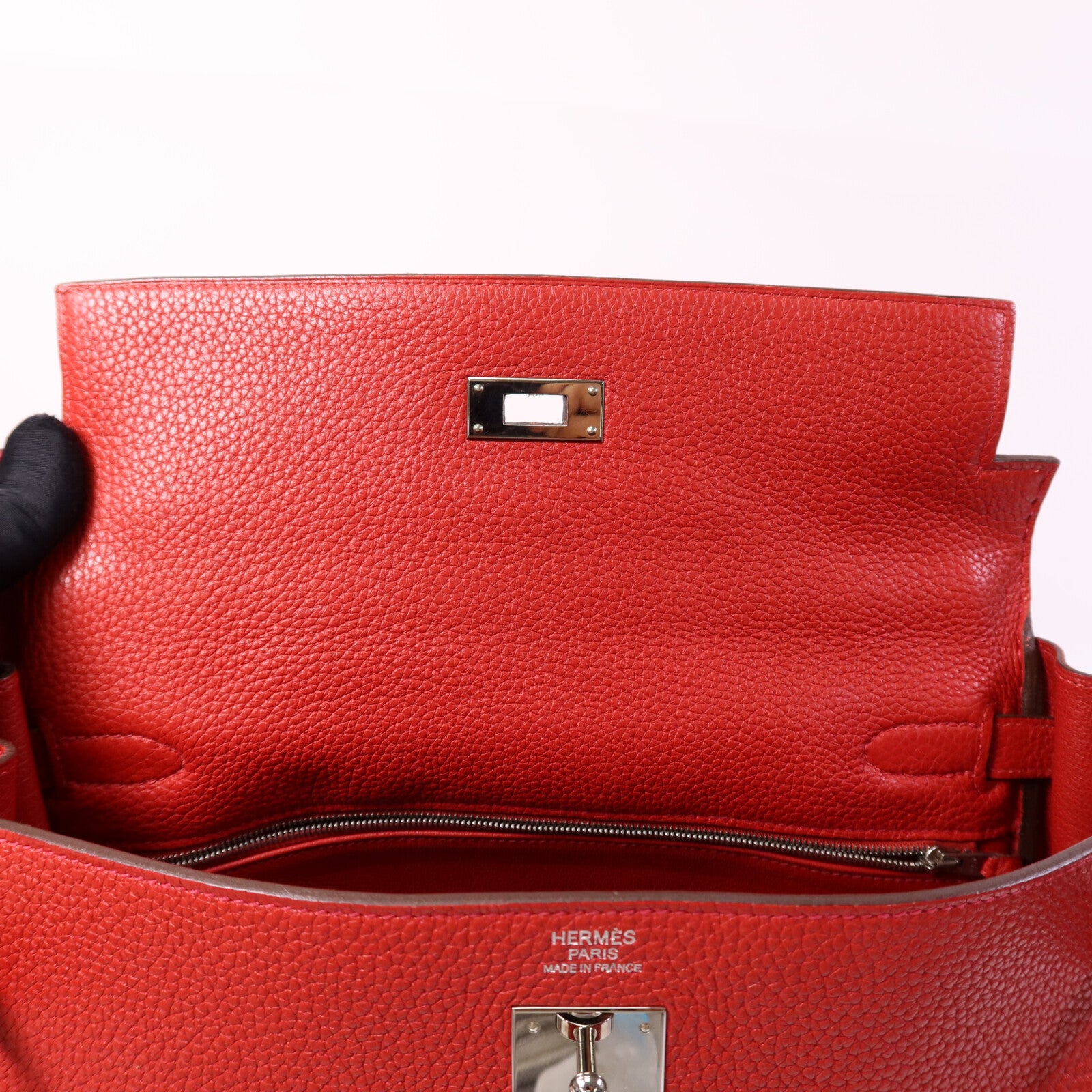 HERMES Clemence皮革Kelly 32銀扣手挽肩背兩用袋