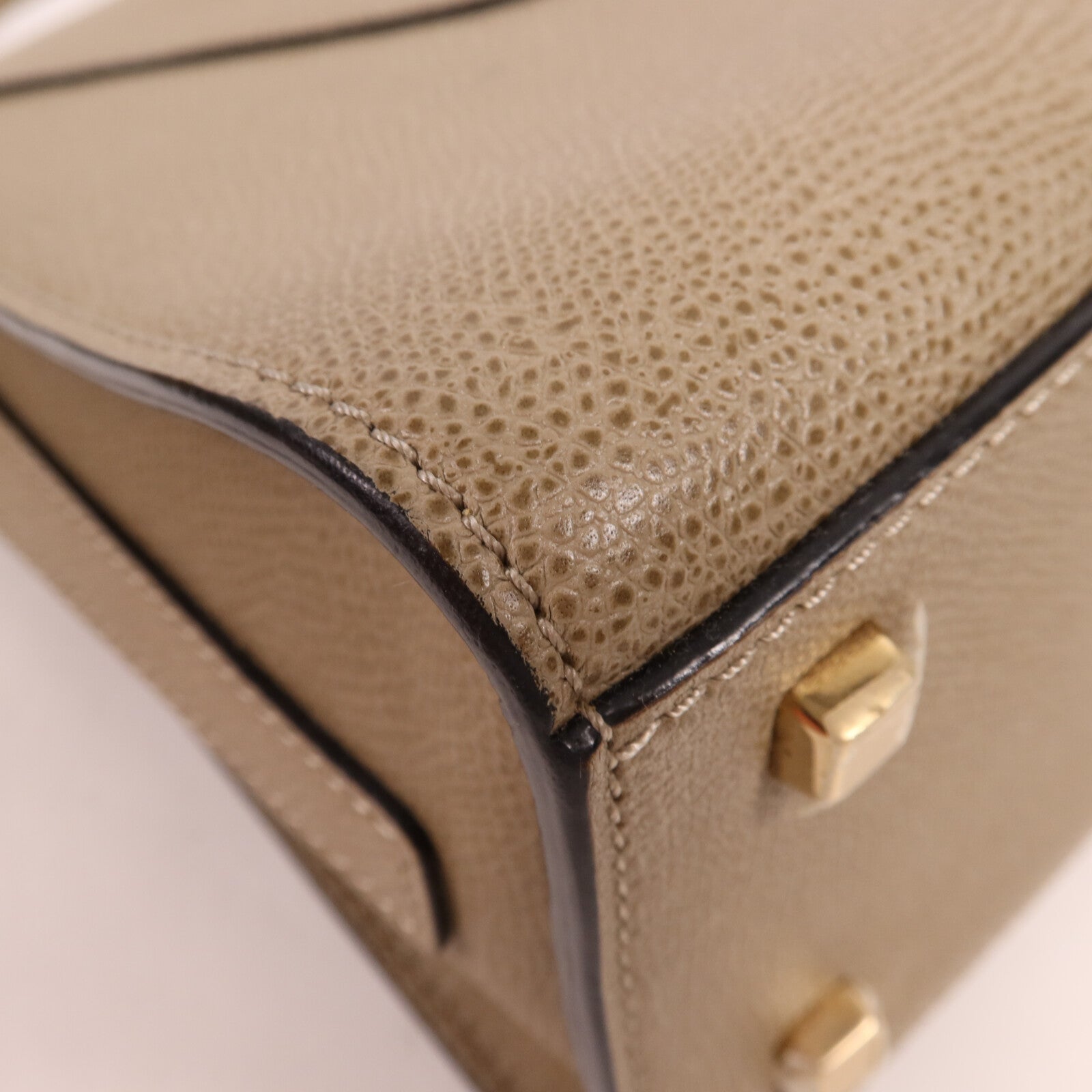 SELECTION 牛皮皮革Valextra Iside Top Handle Mini Bag金扣手挽肩背兩用袋