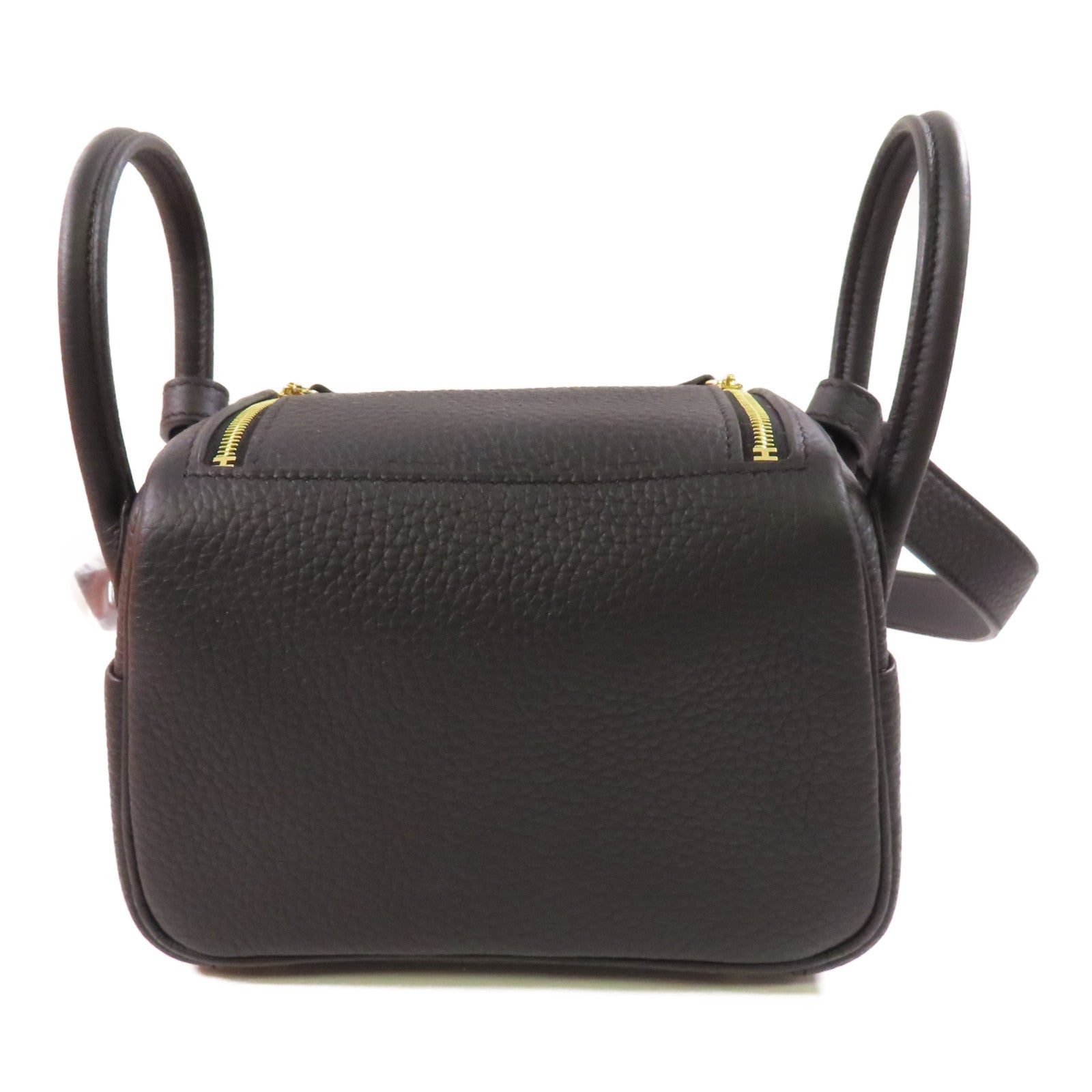 HERMES Clemence皮革Mini Lindy金扣手挽肩背兩用袋Noir